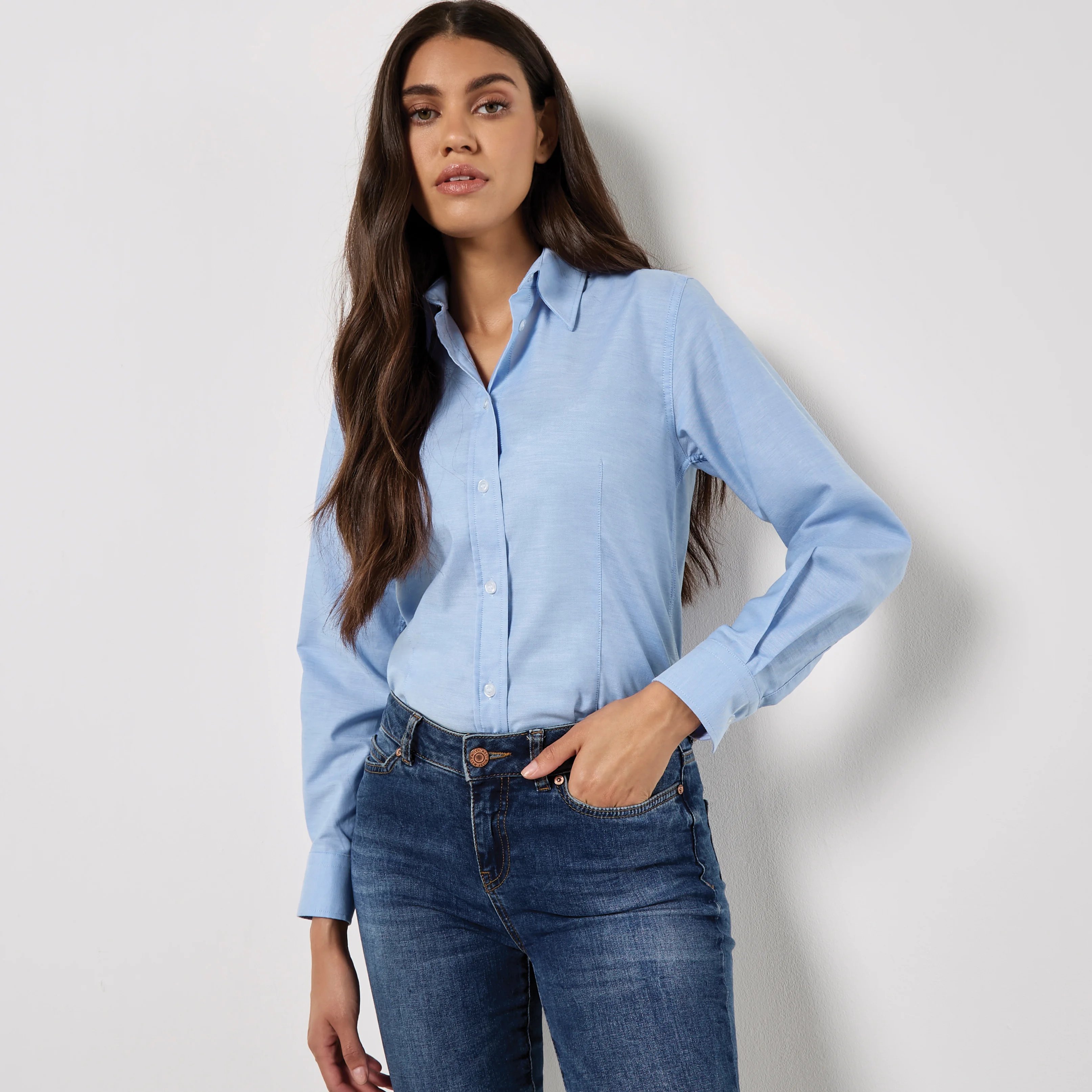 Kustom Kit Women`s Tailored Fit Workwear Oxford Shirt