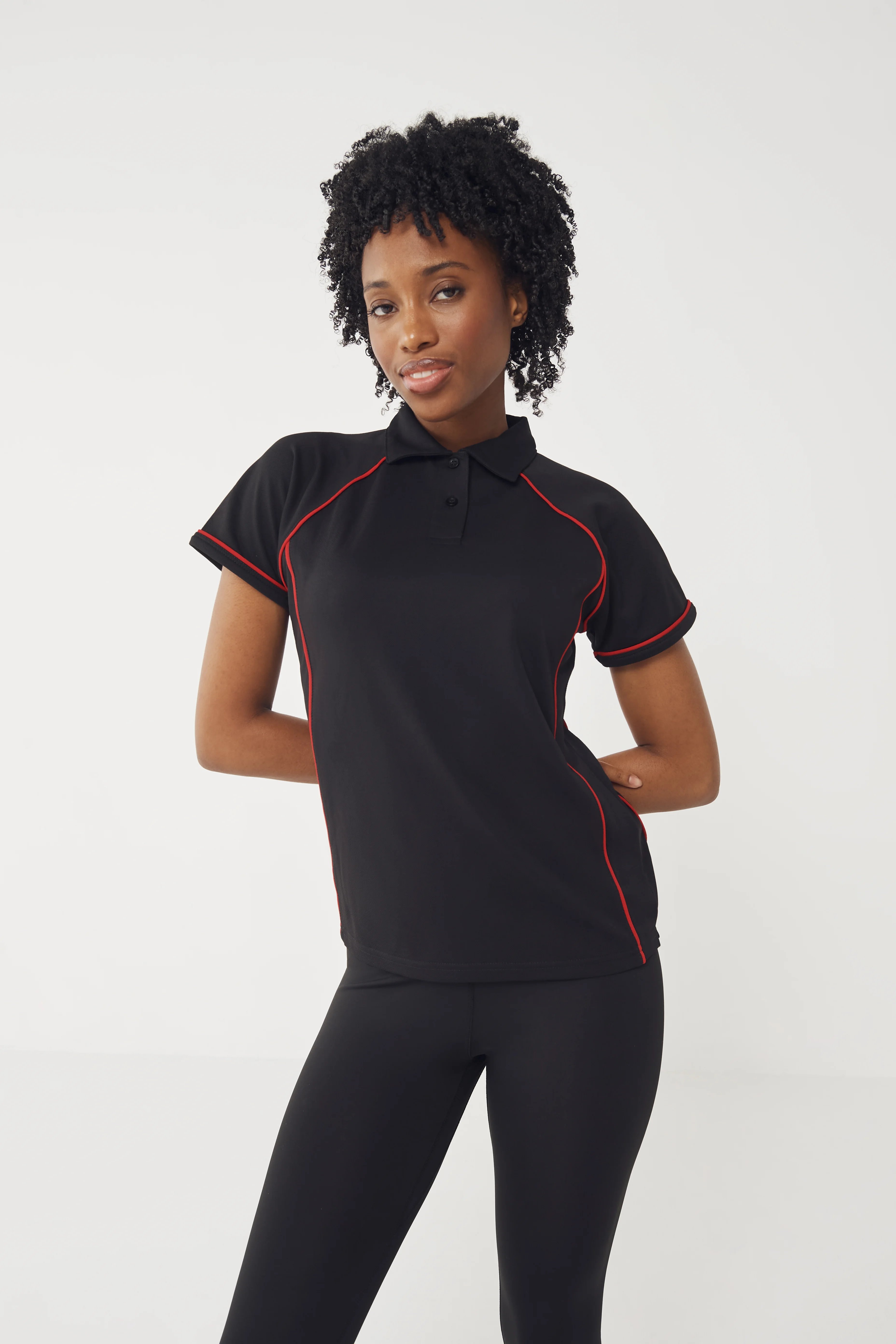 Women's piped performance polo