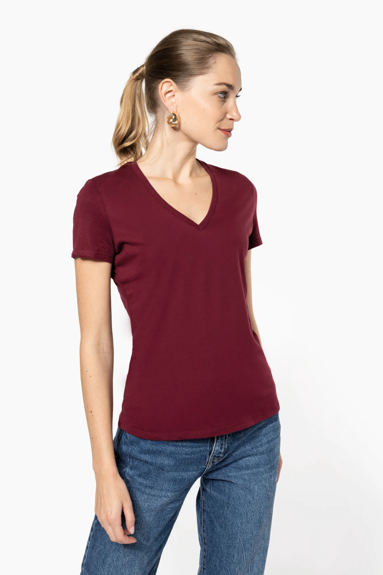 Kariban Dames-T-shirt BIO150 IC V-hals