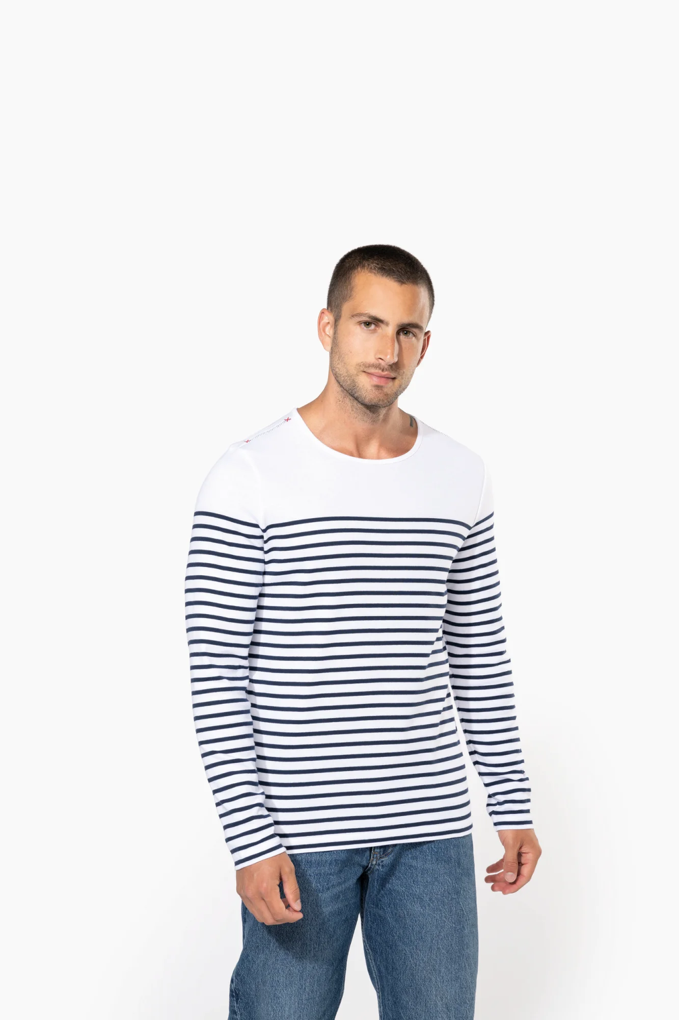Kariban Gestreept heren-T-shirt lange mouwen