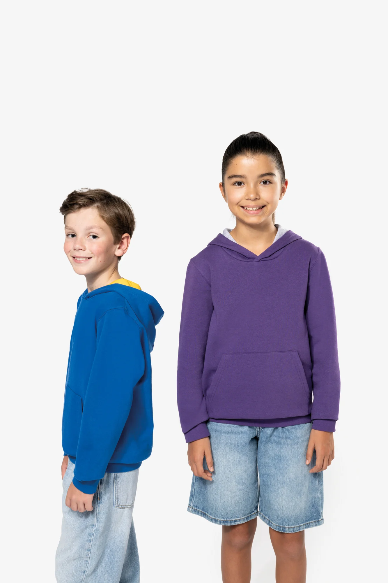 Kariban Kinder Sweater met gecontrasteerde capuchon