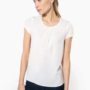 Kariban Damesblouse in crêpe met korte mouwen
