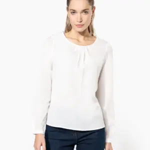 Kariban Damesblouse in crêpe met lange mouwen