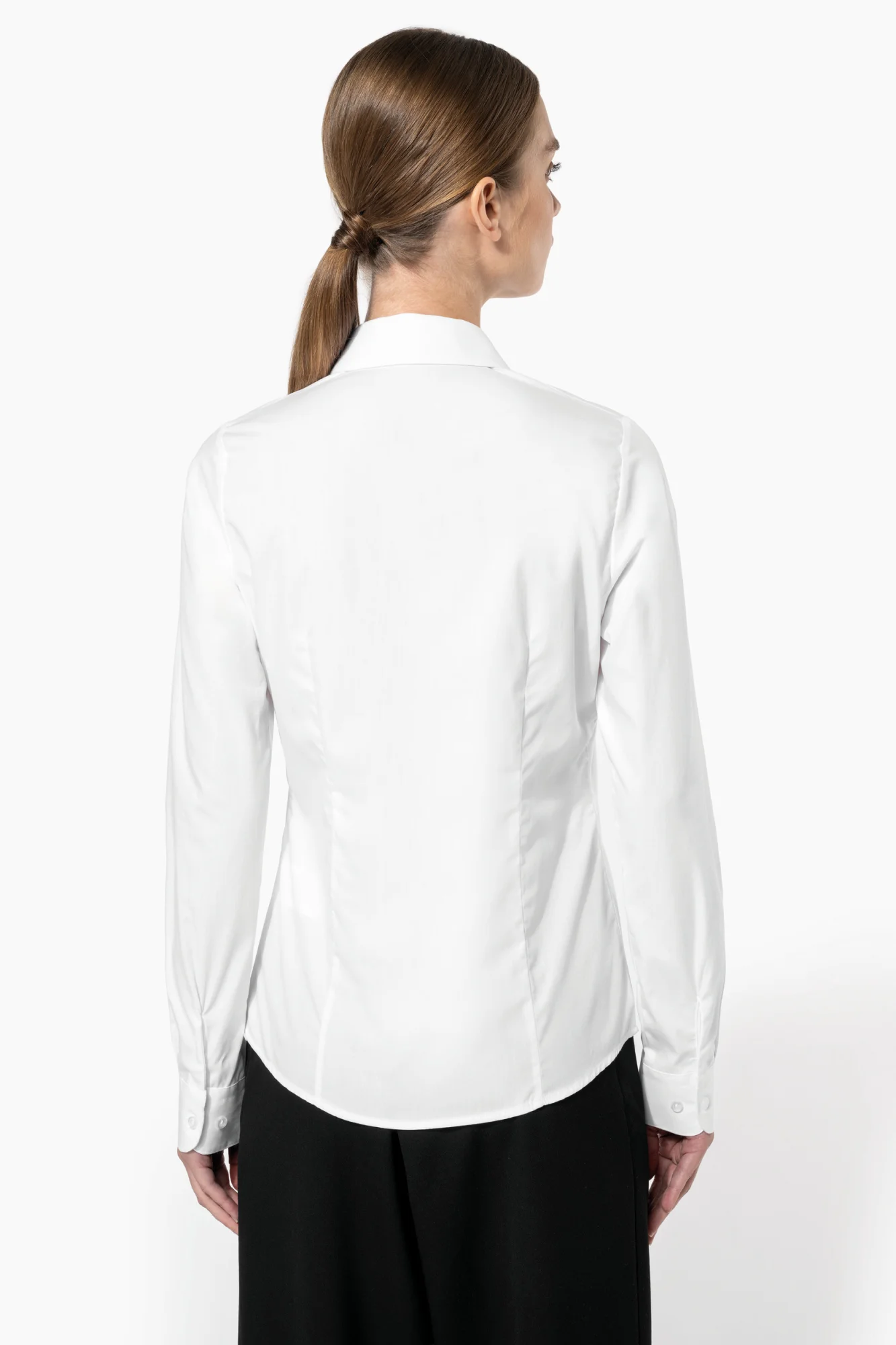 Kariban Damesblouse in popeline met lange mouwen