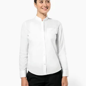Kariban Damesblouse met "Mao" kraag lange mouwen