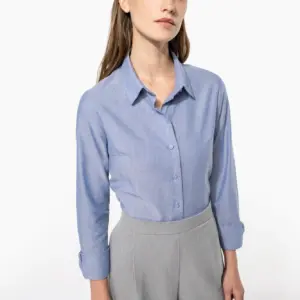 Kariban Dames Oxford blouse lange mouwen