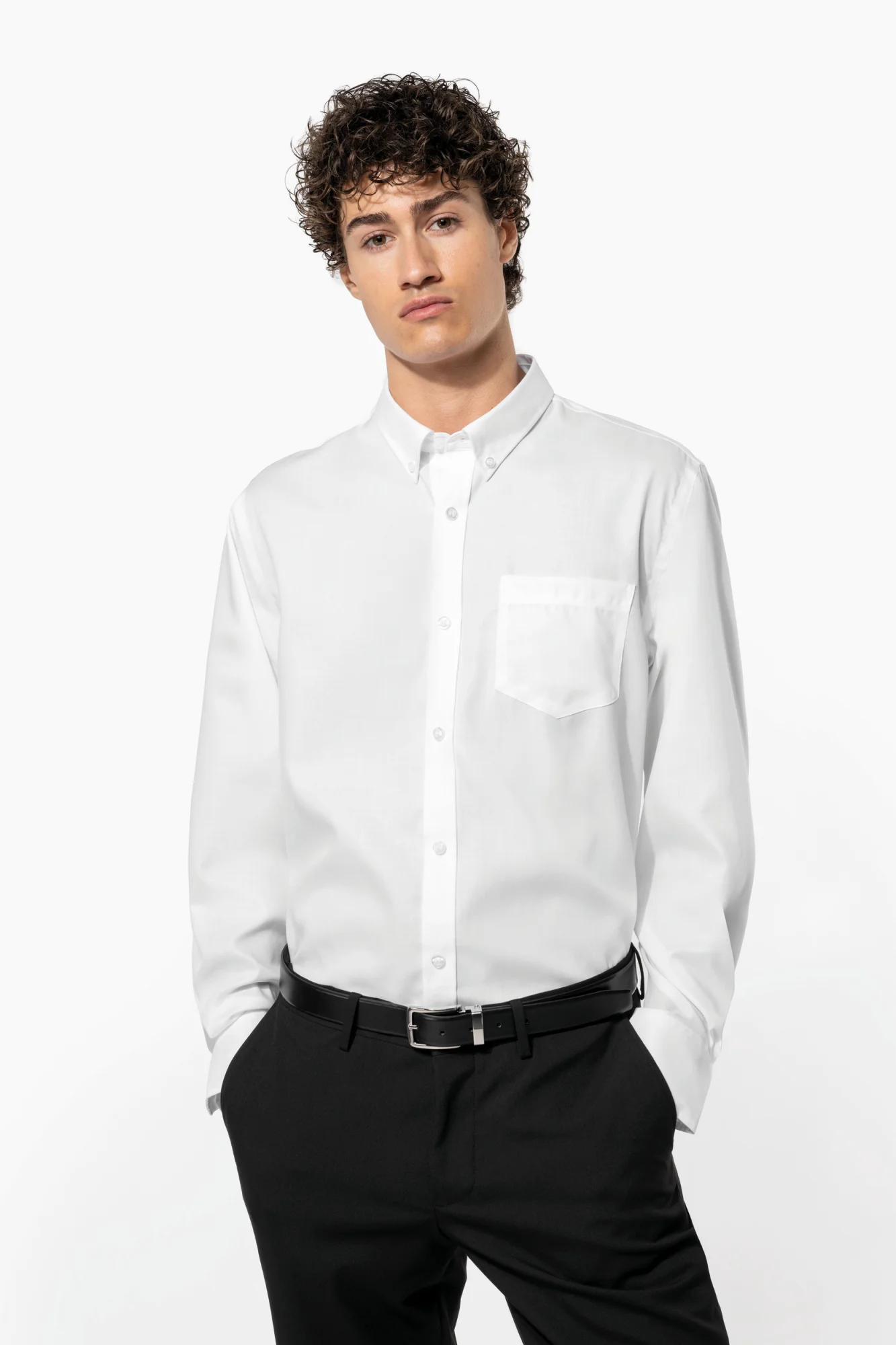 Kariban Heren non-iron overhemd lange mouwen