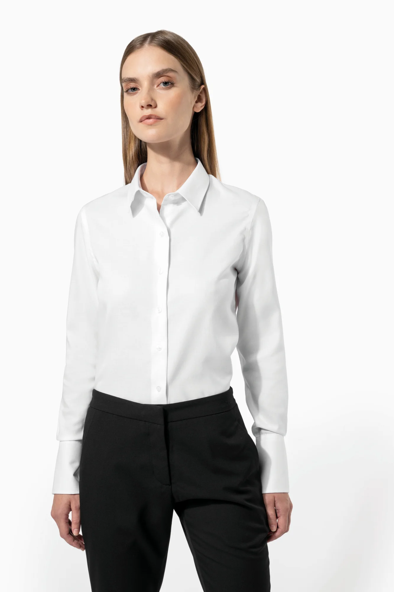 Kariban Dames non-iron blouse lange mouwen