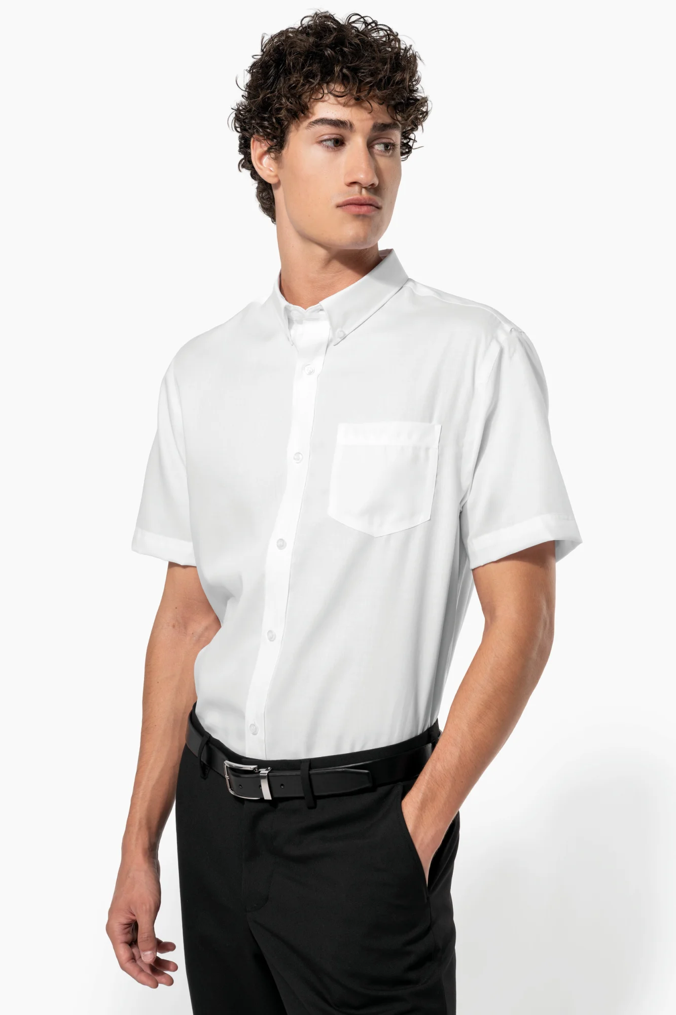 Kariban Heren non-iron micro sergé overhemd korte mouwen