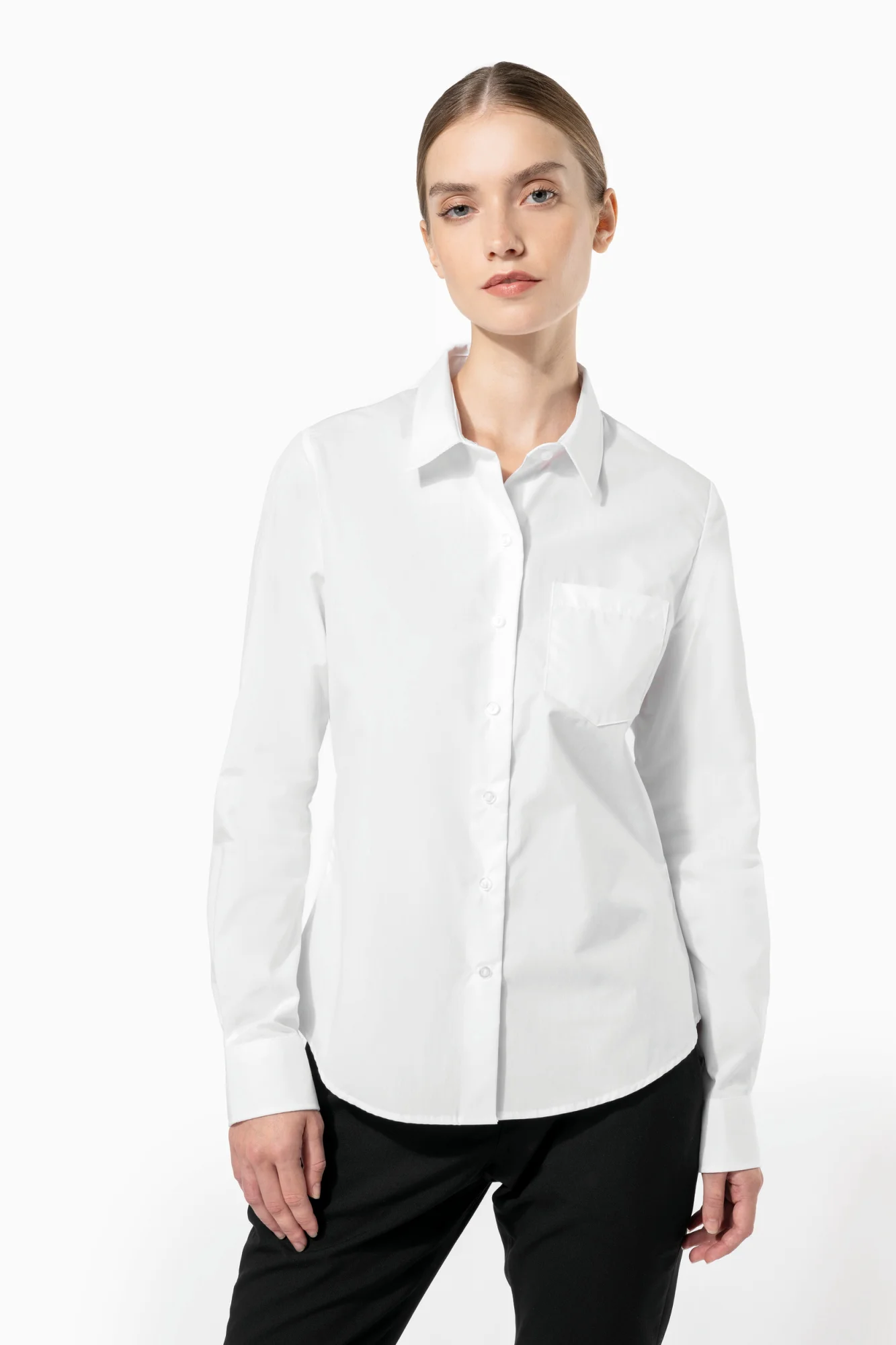 Kariban Dames poplin blouse lange mouwen