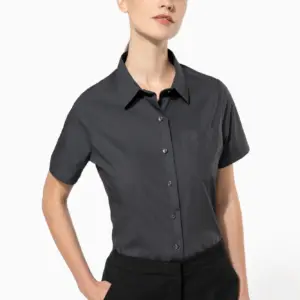 Kariban Dames Poplin Blouse Korte Mouwen