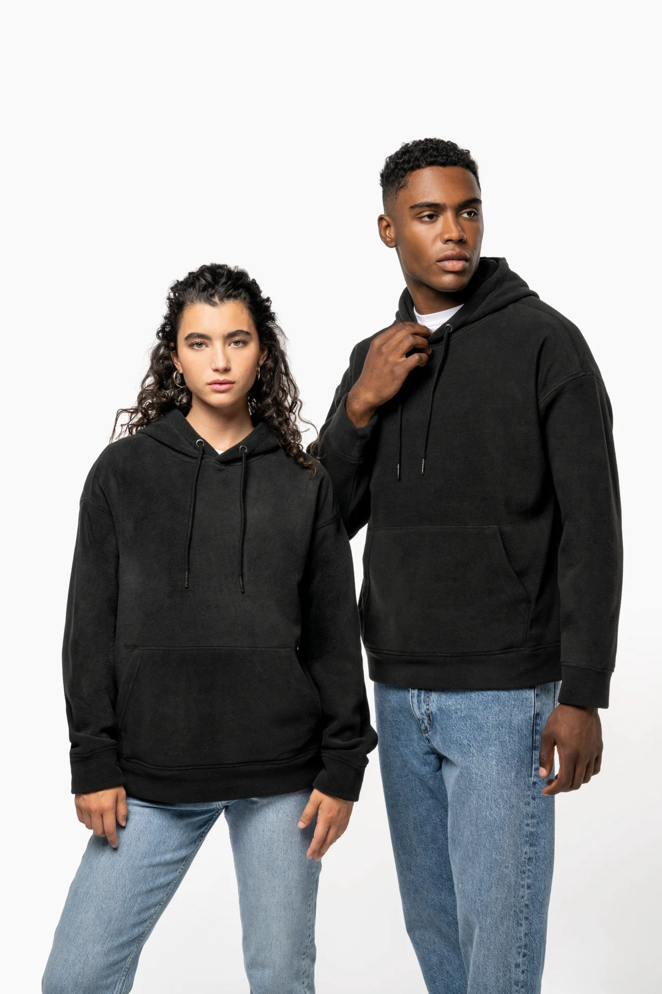 Kariban Oversized uniseks sweater met capuchon van gerecycled fleece