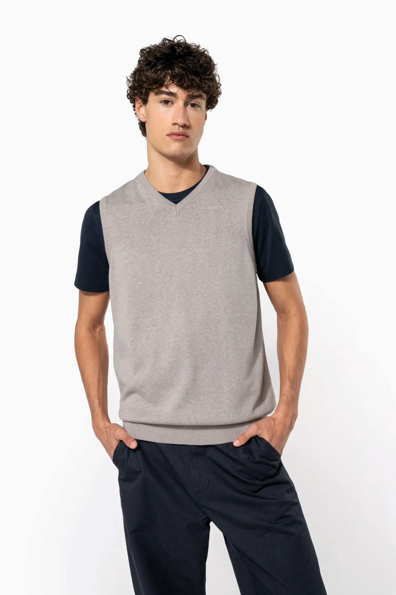 Kariban Heren spencer met v-hals