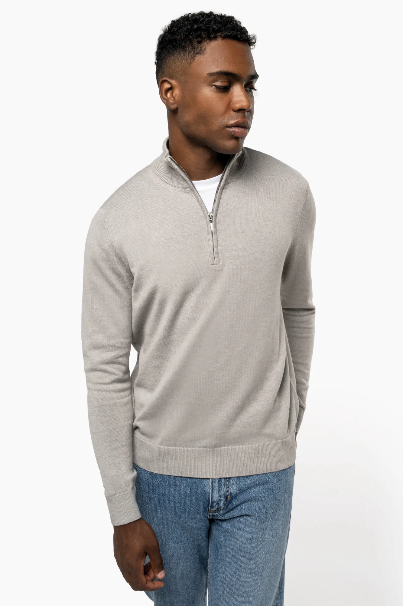 Kariban Heren pullover met ritskraag