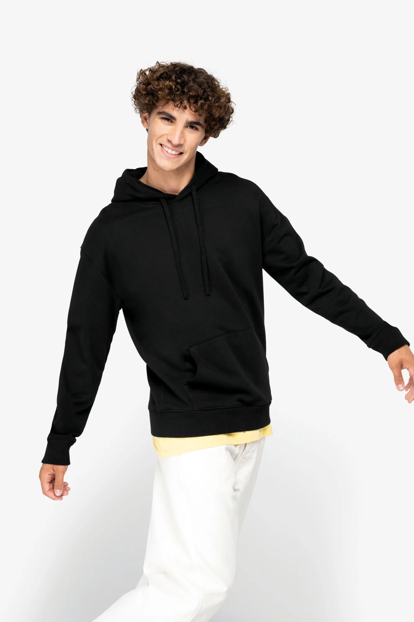 Native Spirit Ecologische uniseks sweater met capuchon en verlaagde schouders French Terry