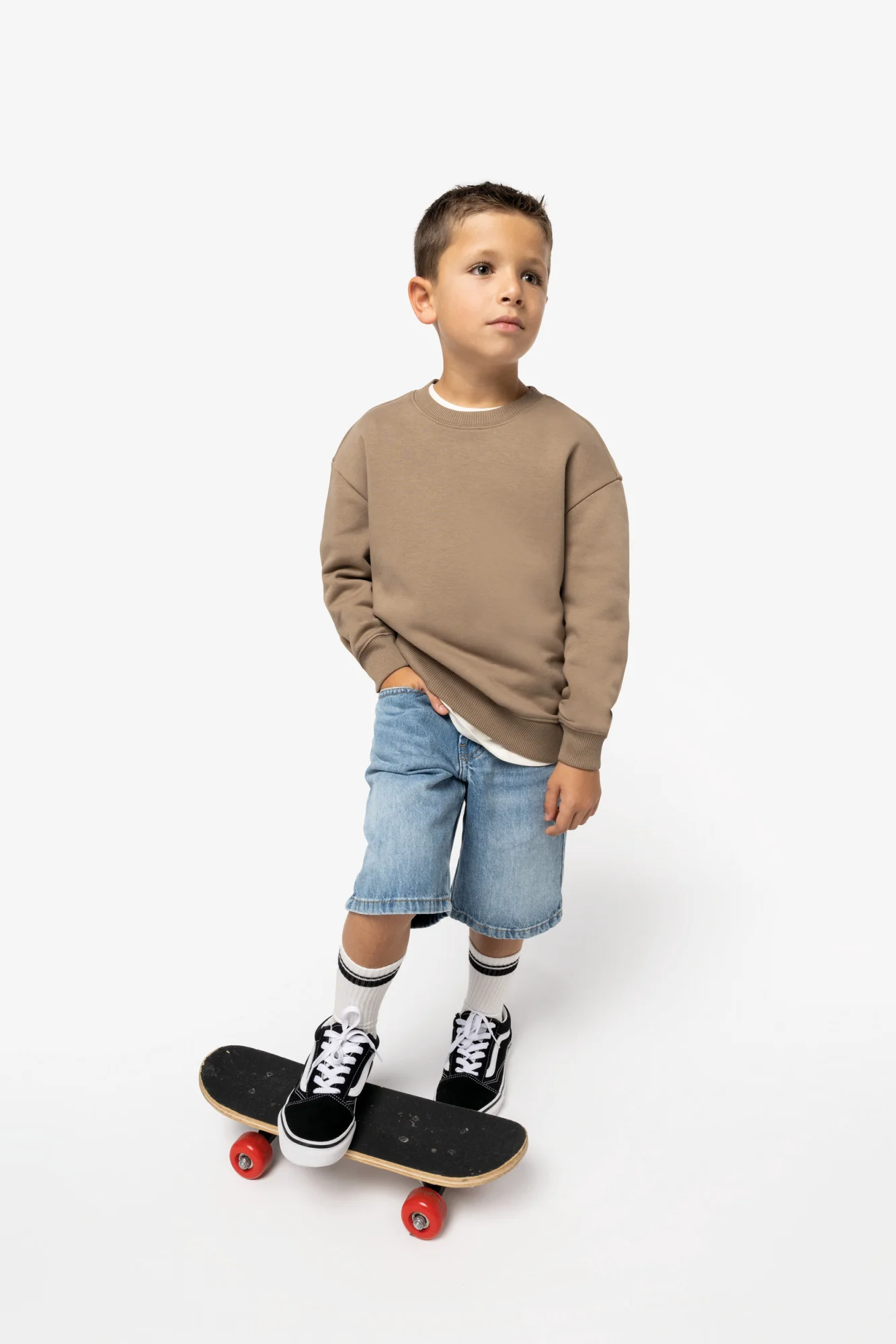 Native Spirit Ecologische cropped kindersweater met ronde hals