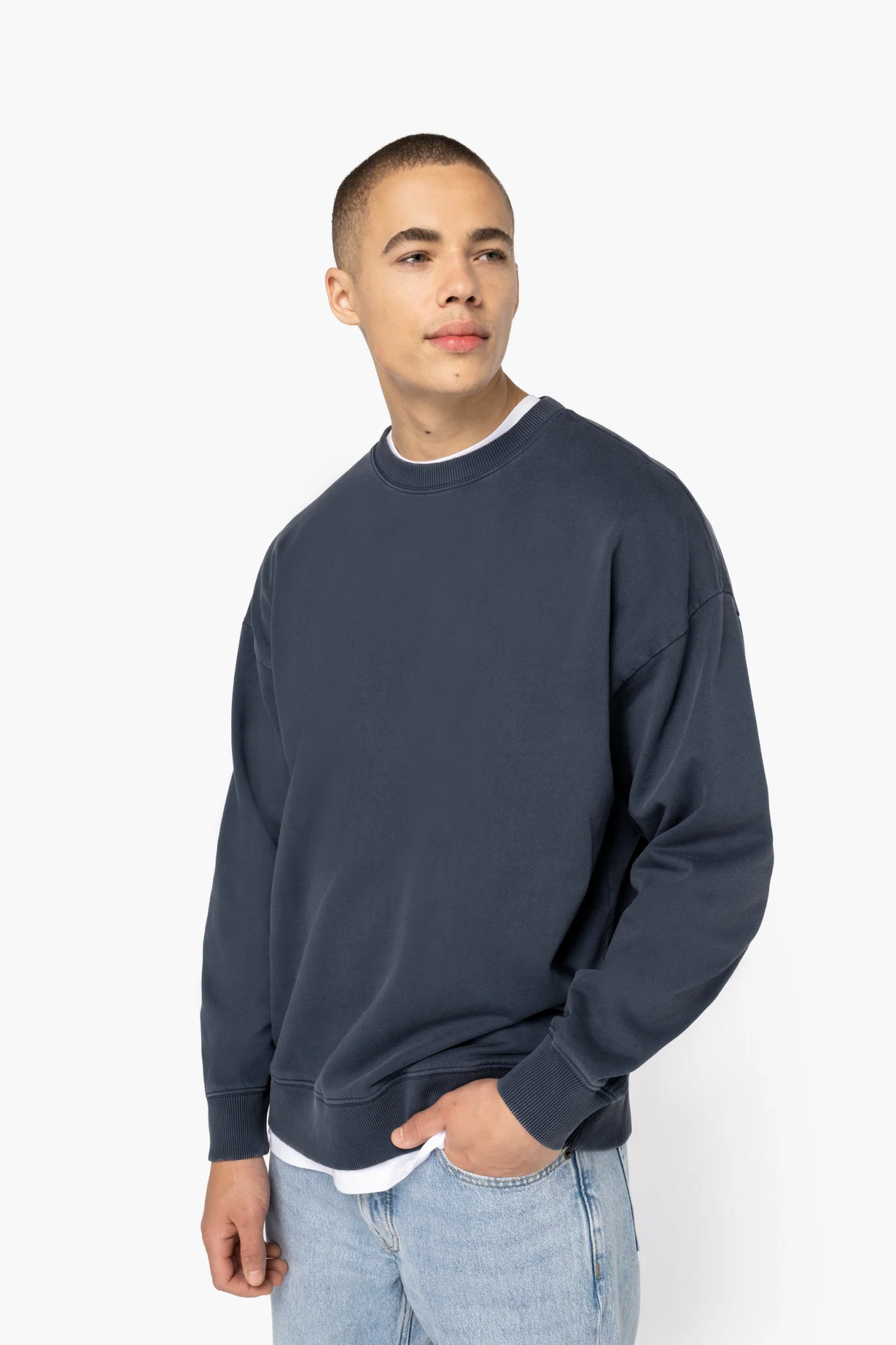 Native Spirit Duurzame oversized verwassen uniseks sweater met ronde hals