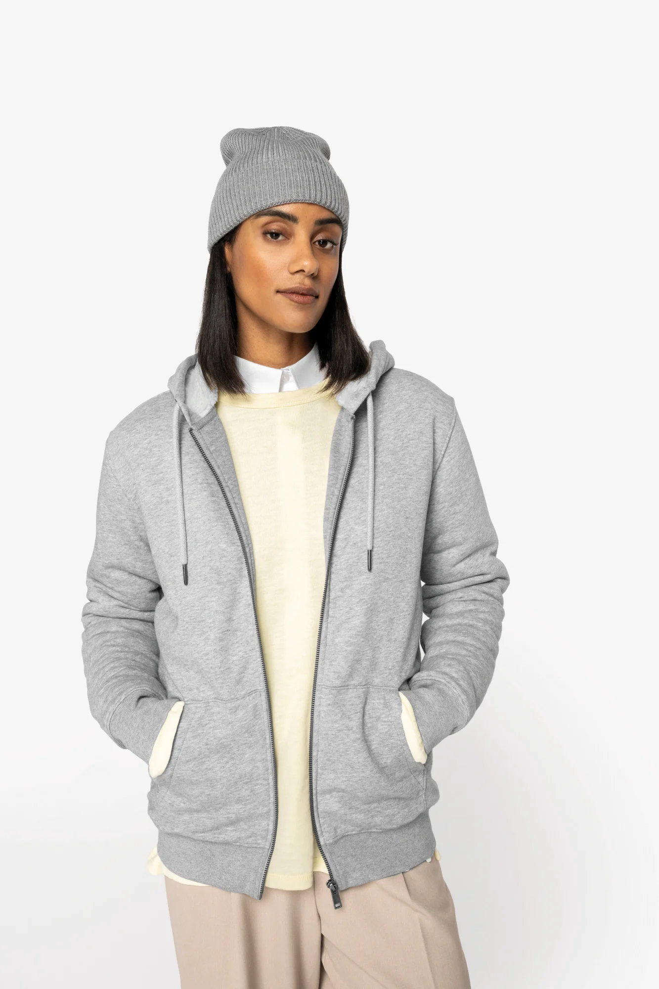 Native Spirit Ecologische uniseks sweater met rits en sherpavoering