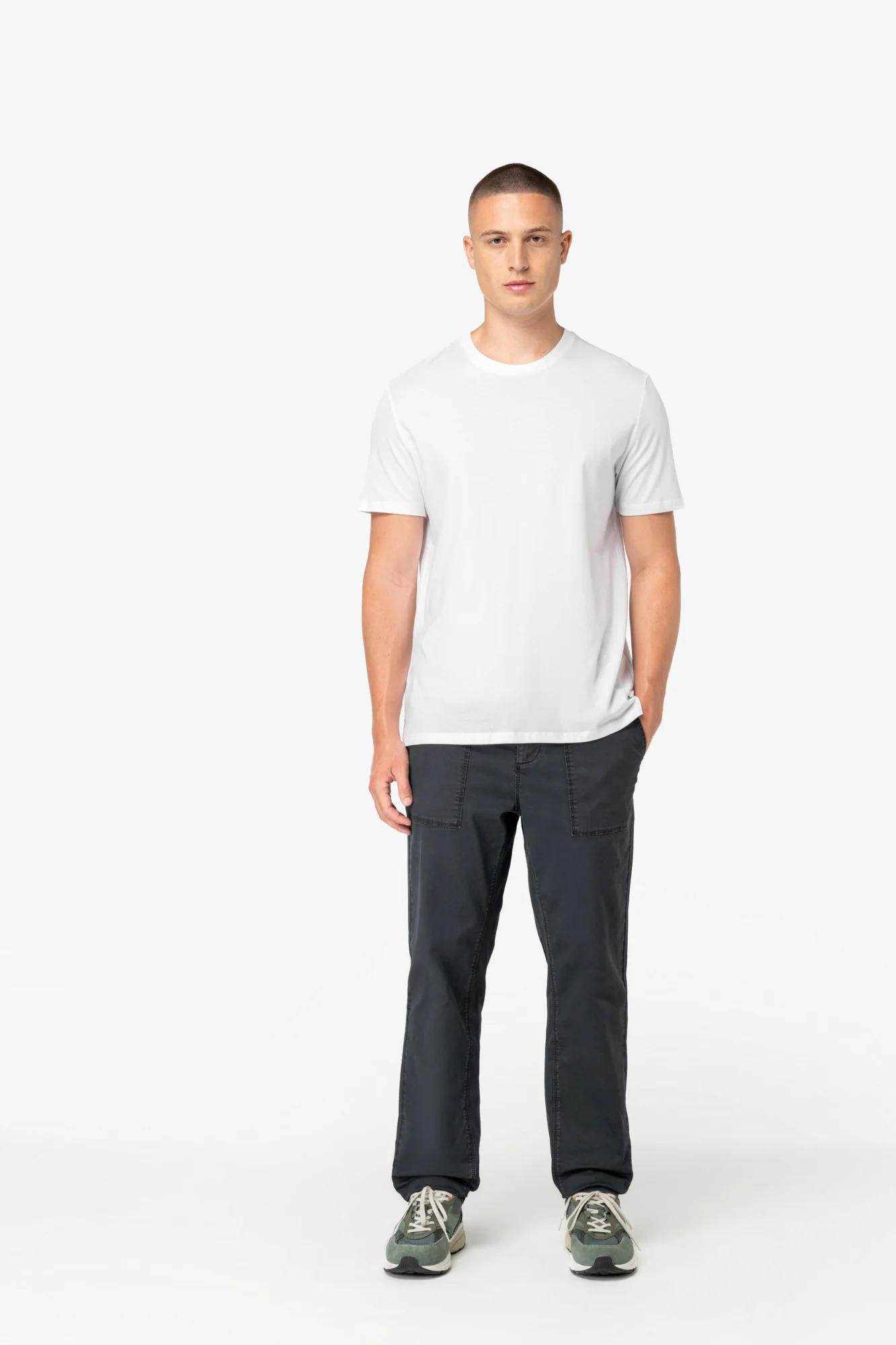 Native Spirit Heren utility broek met verwassen look van ecologisch materiaal