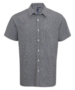 Microcheck (Gingham) short sleeve cotton shirt