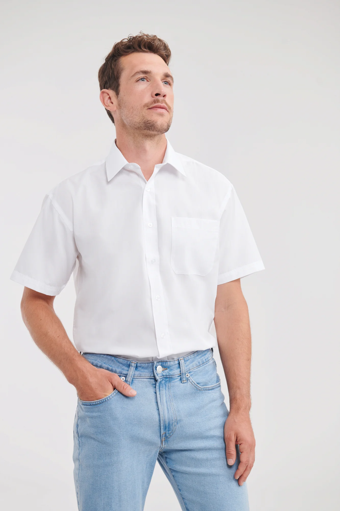Russell Men's Ss Polycotton Poplin Shirt