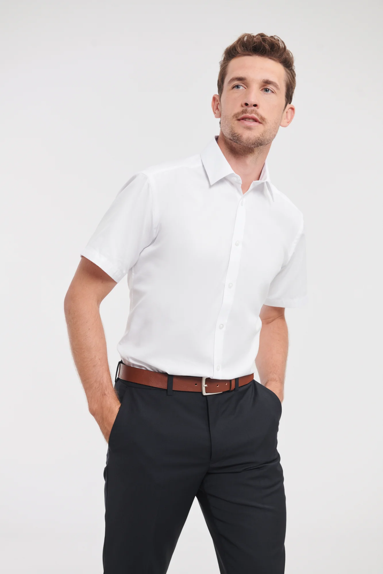 Russell Men's Short Sleeve Herringbone Shirt