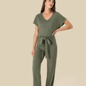 Spasso Tricot jumpsuit met korte mouwen voor dames van linnen