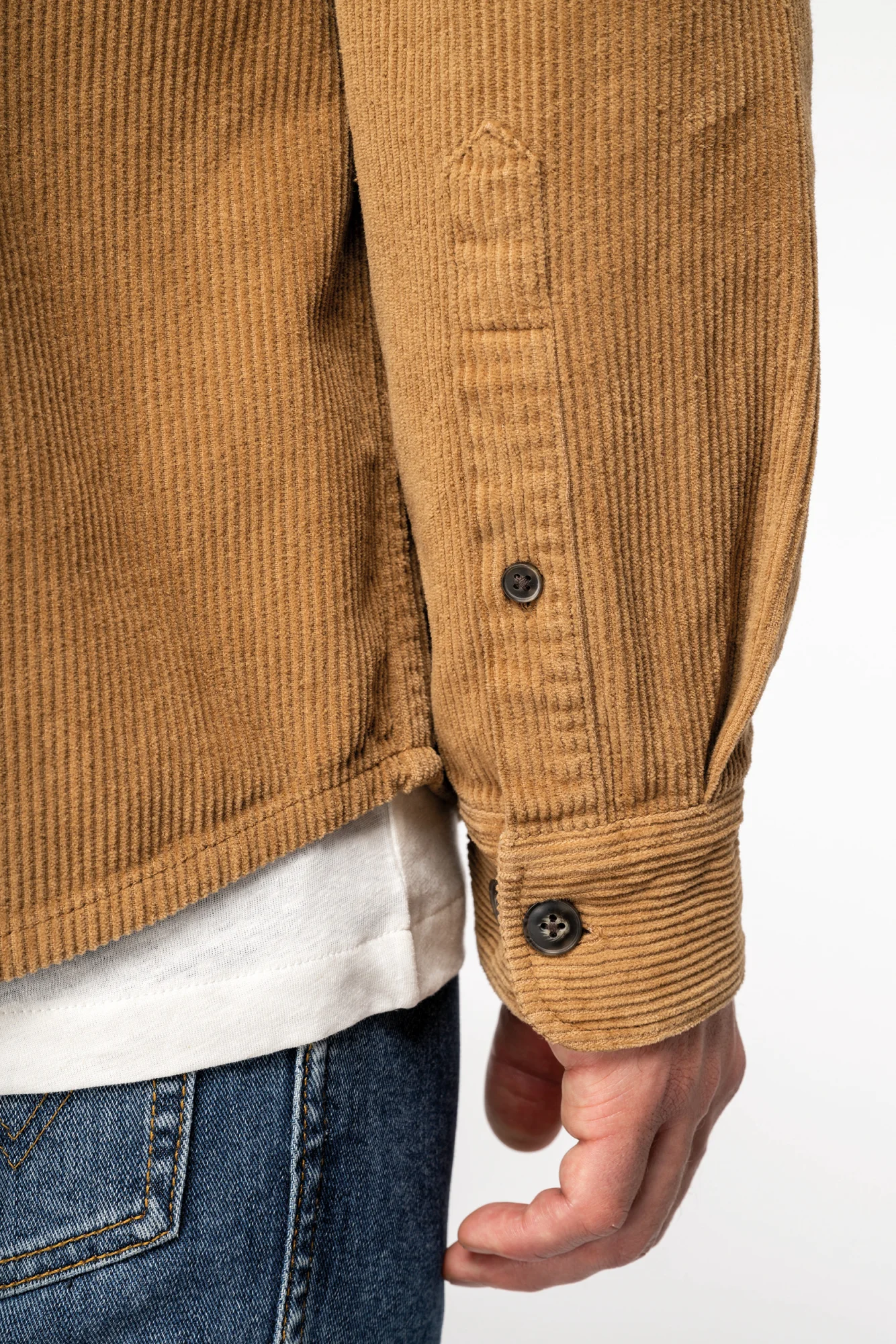 Spasso Ecologisch verwassen herenovershirt van ribfluweel