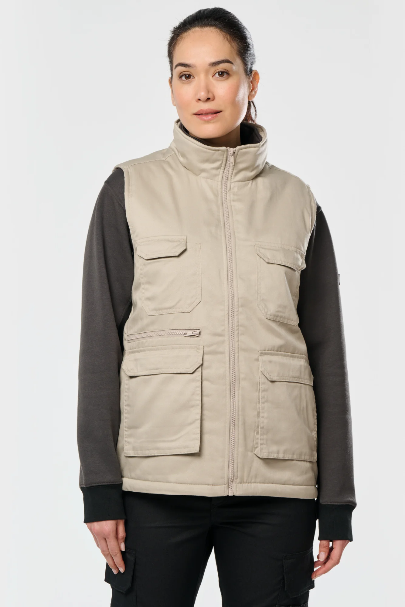 WK. Designed To Work Gewatteerde uniseks bodywarmer van polykatoen multizakken