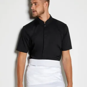 Kustom Kit Tailored Fit Mandarin Collar Shirt SSL