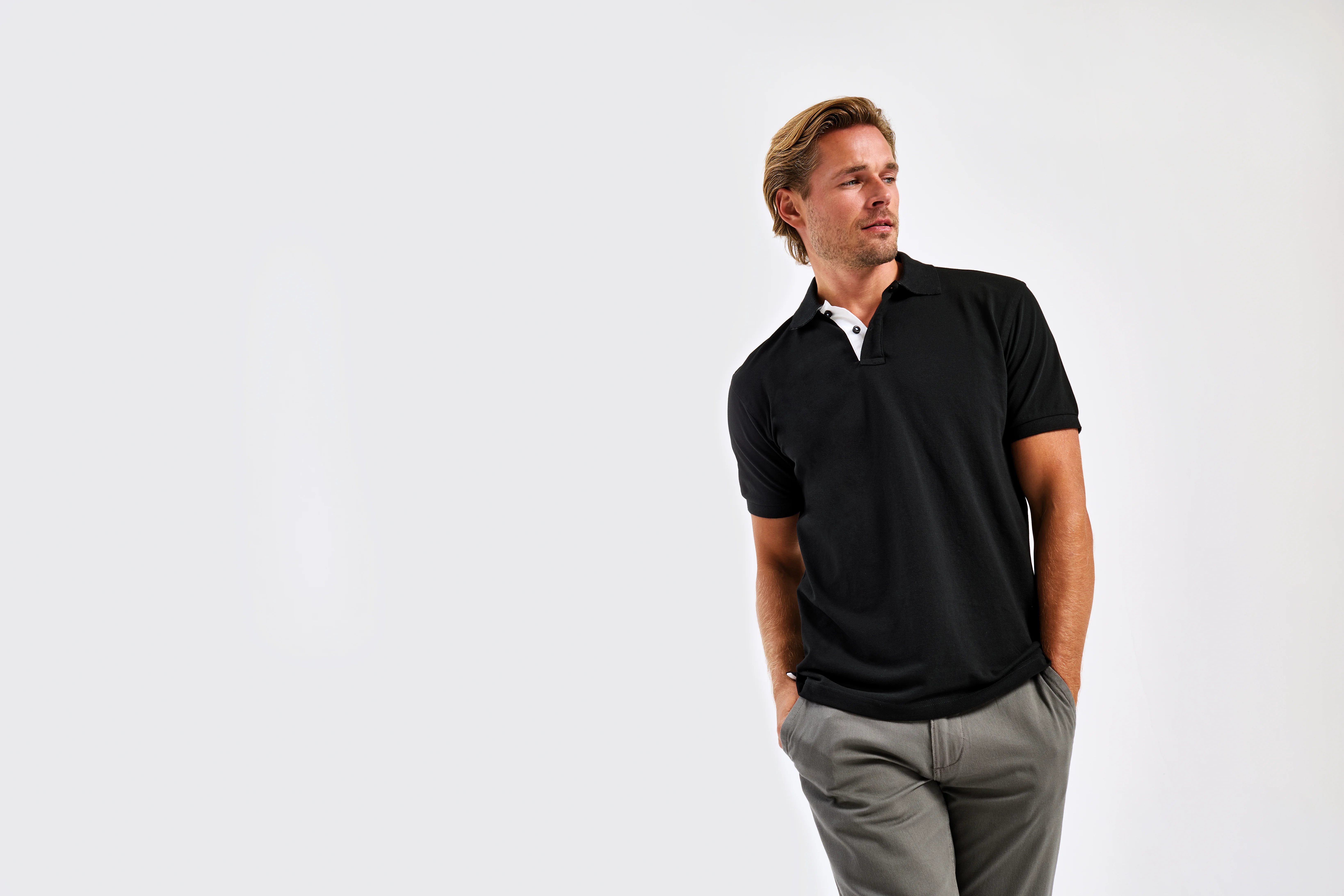 Men's classic fit contrast polo