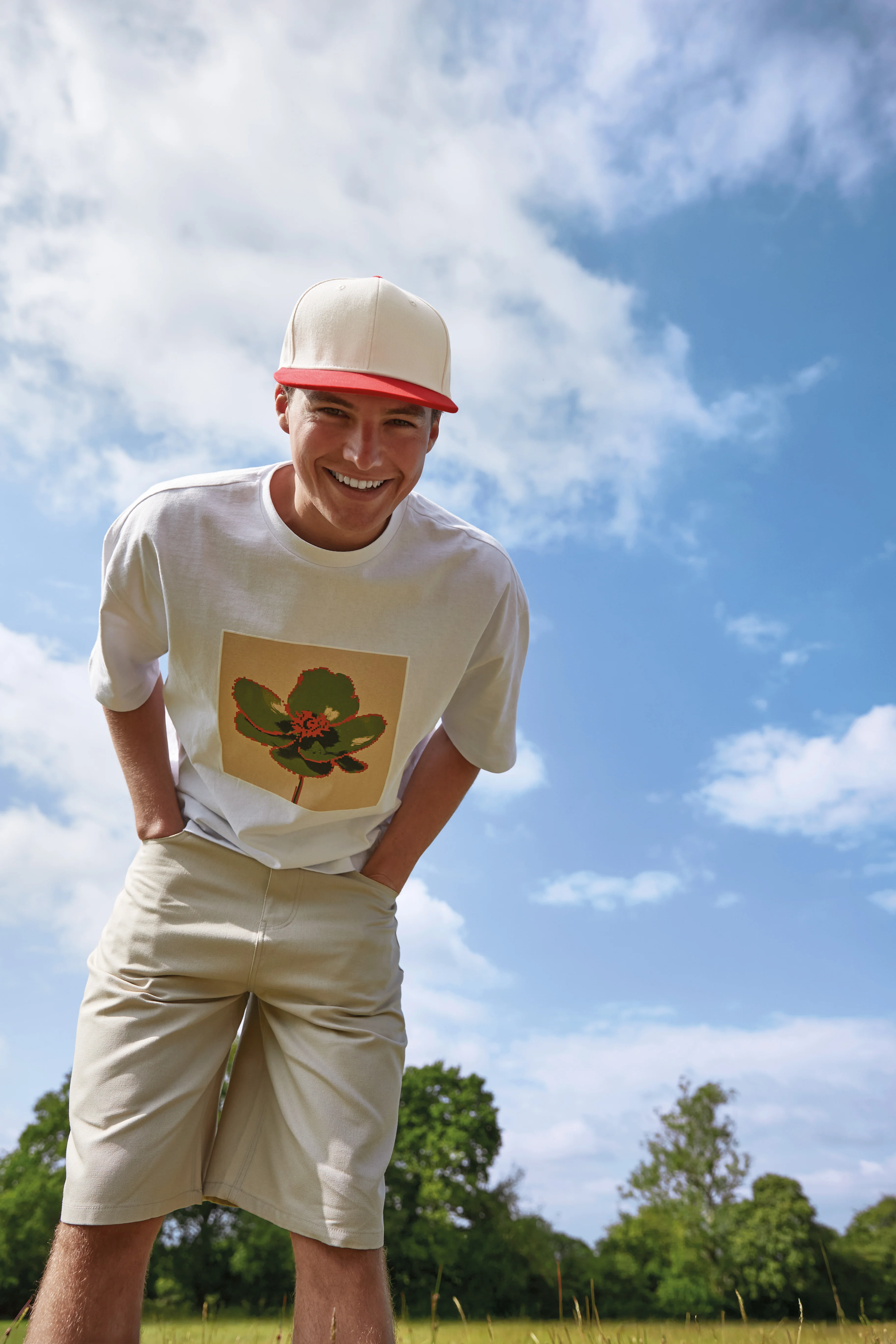 Contrast flat peak 6-panel cap