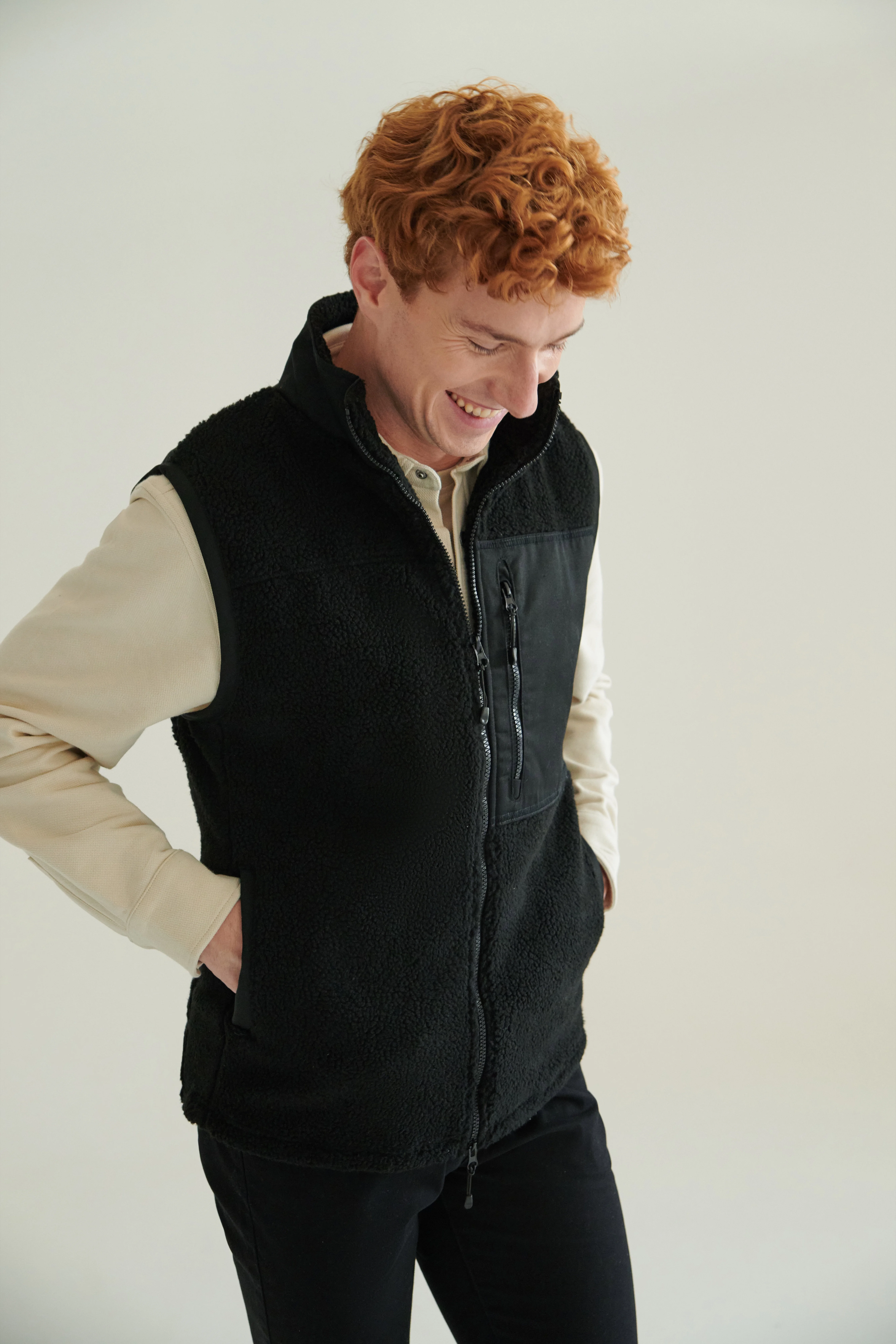 Front Row Gerecycled sherpa gilet