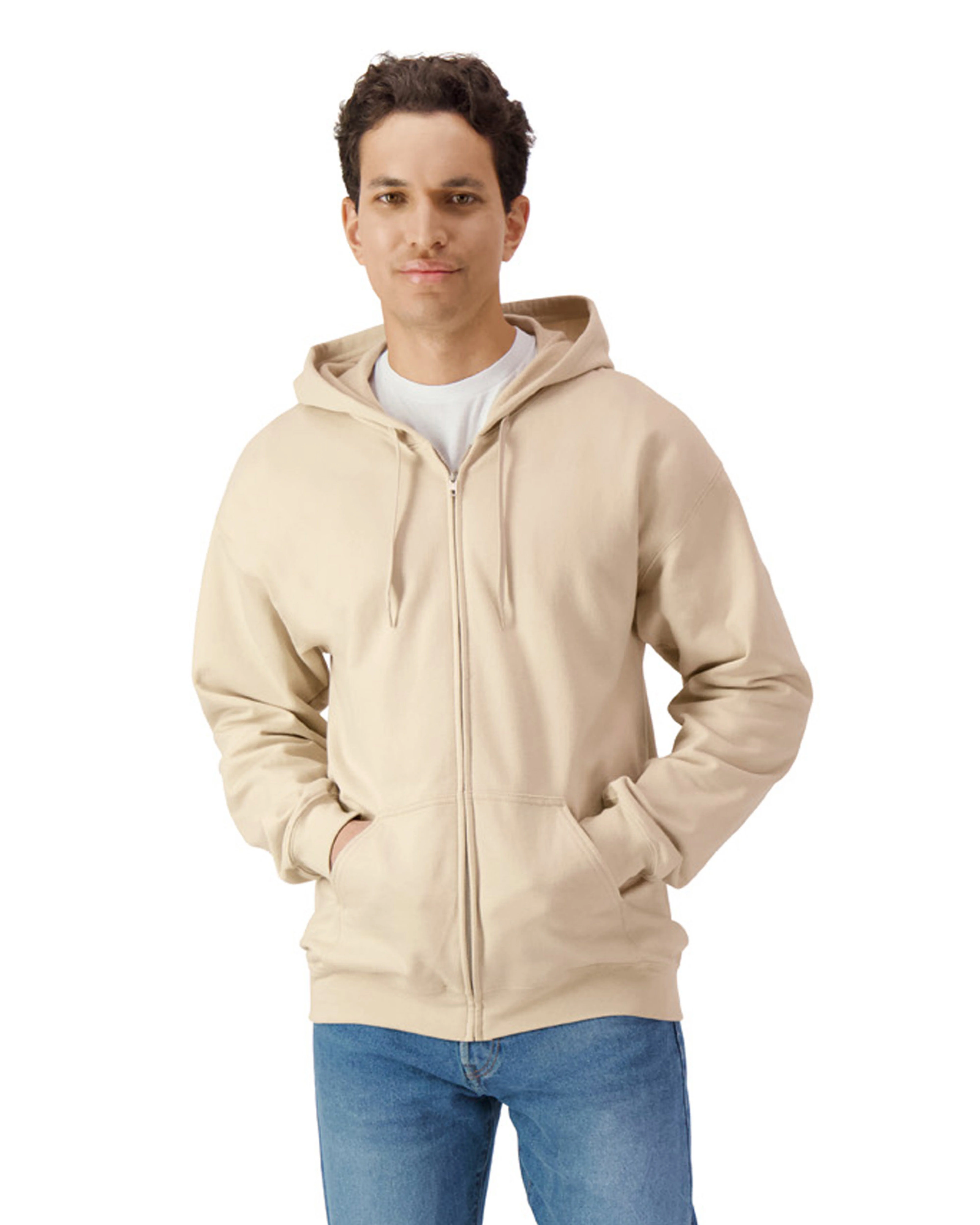 Softstyle™ midweight fleece adult full-zip hooded sweatshirt
