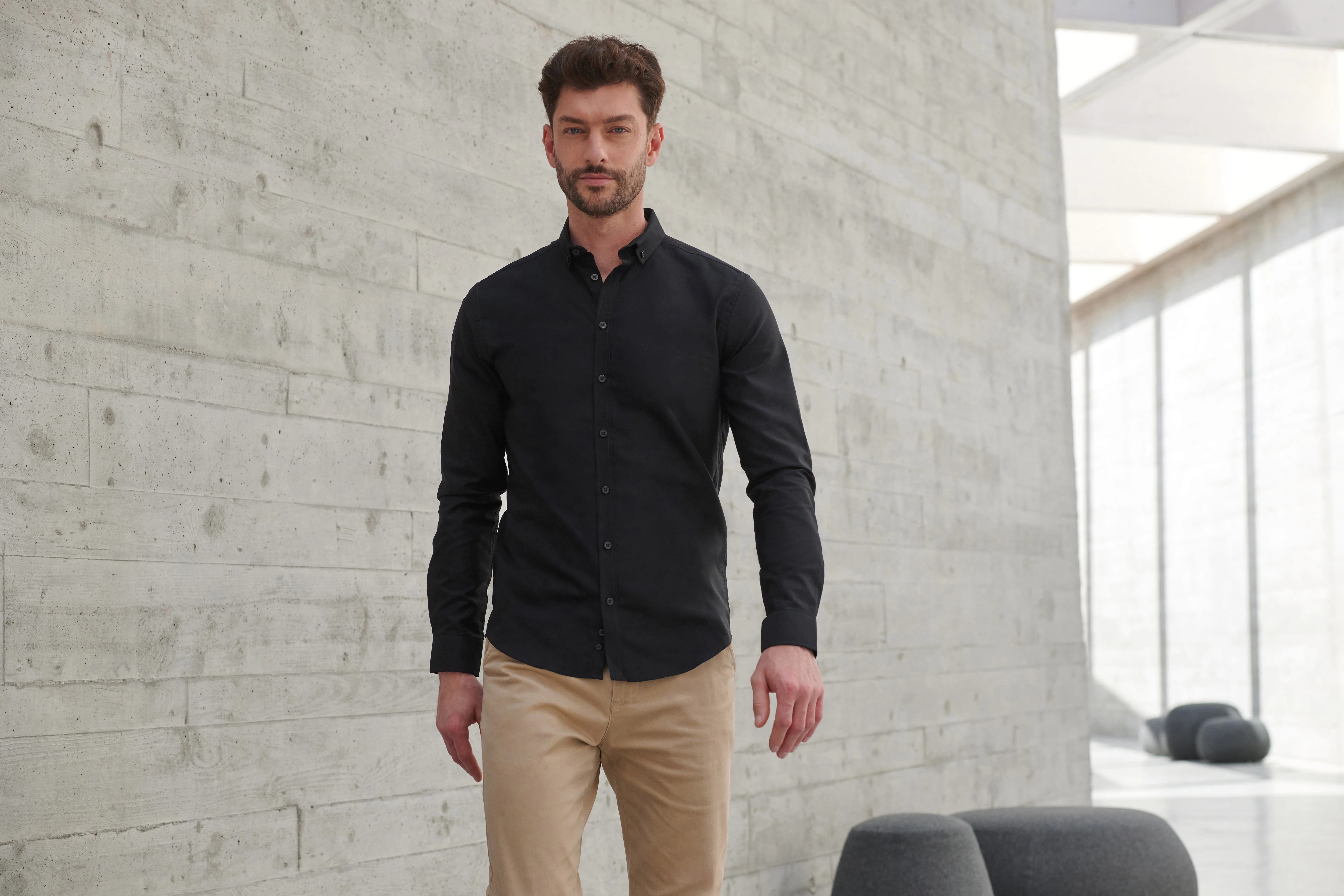 Modern long sleeve Oxford shirt