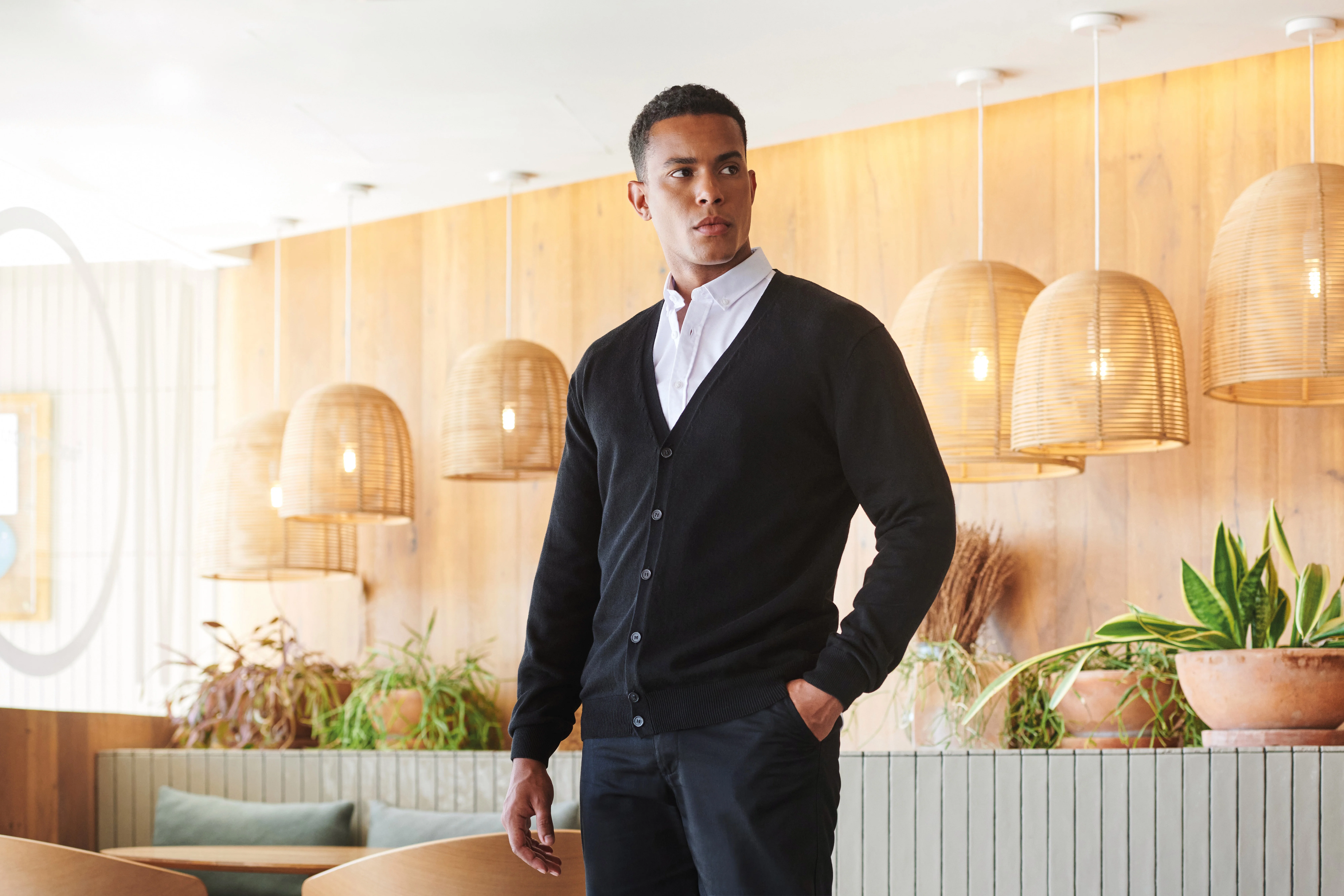 V-button cardigan