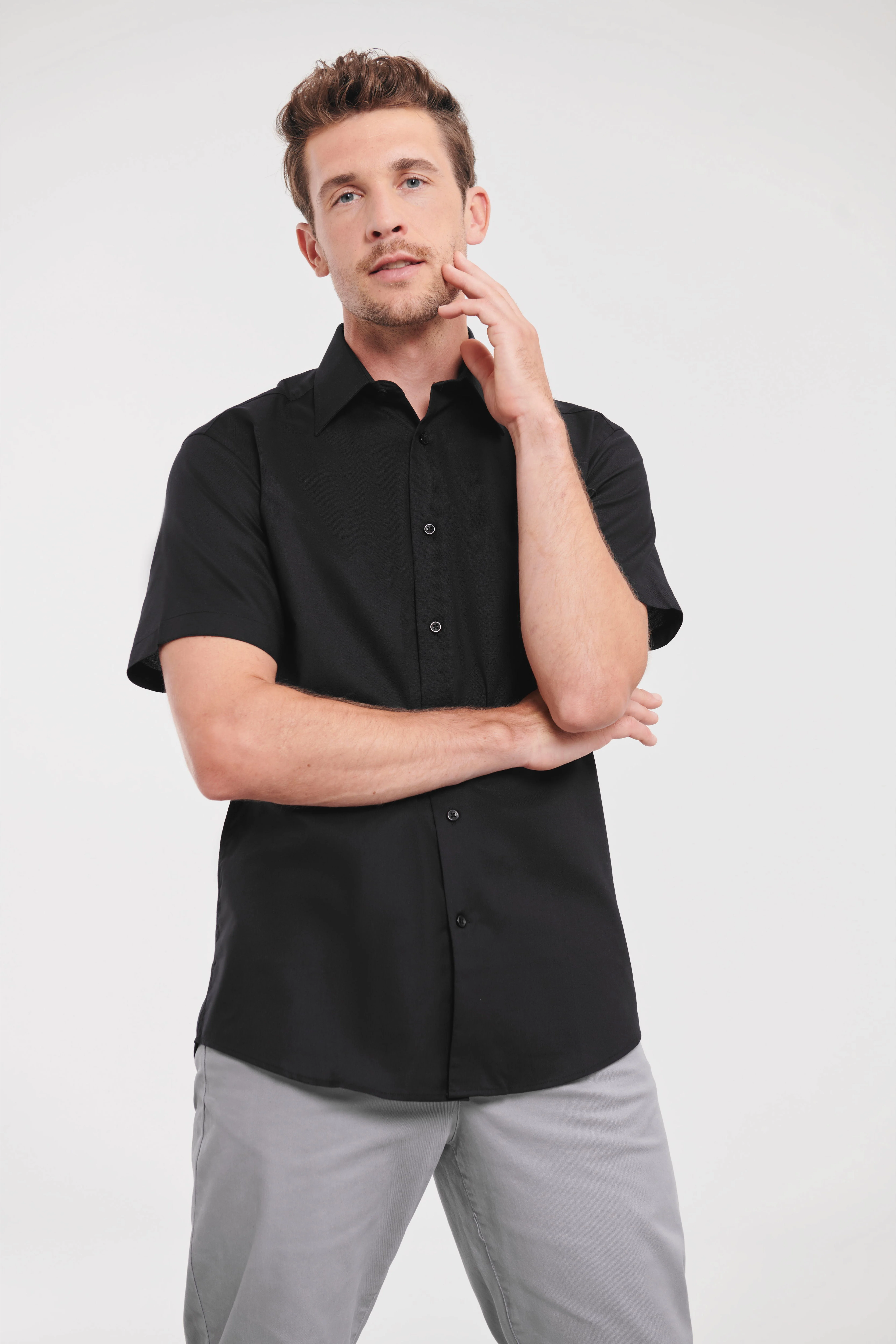 Short sleeve easycare tailored Oxford shirt
