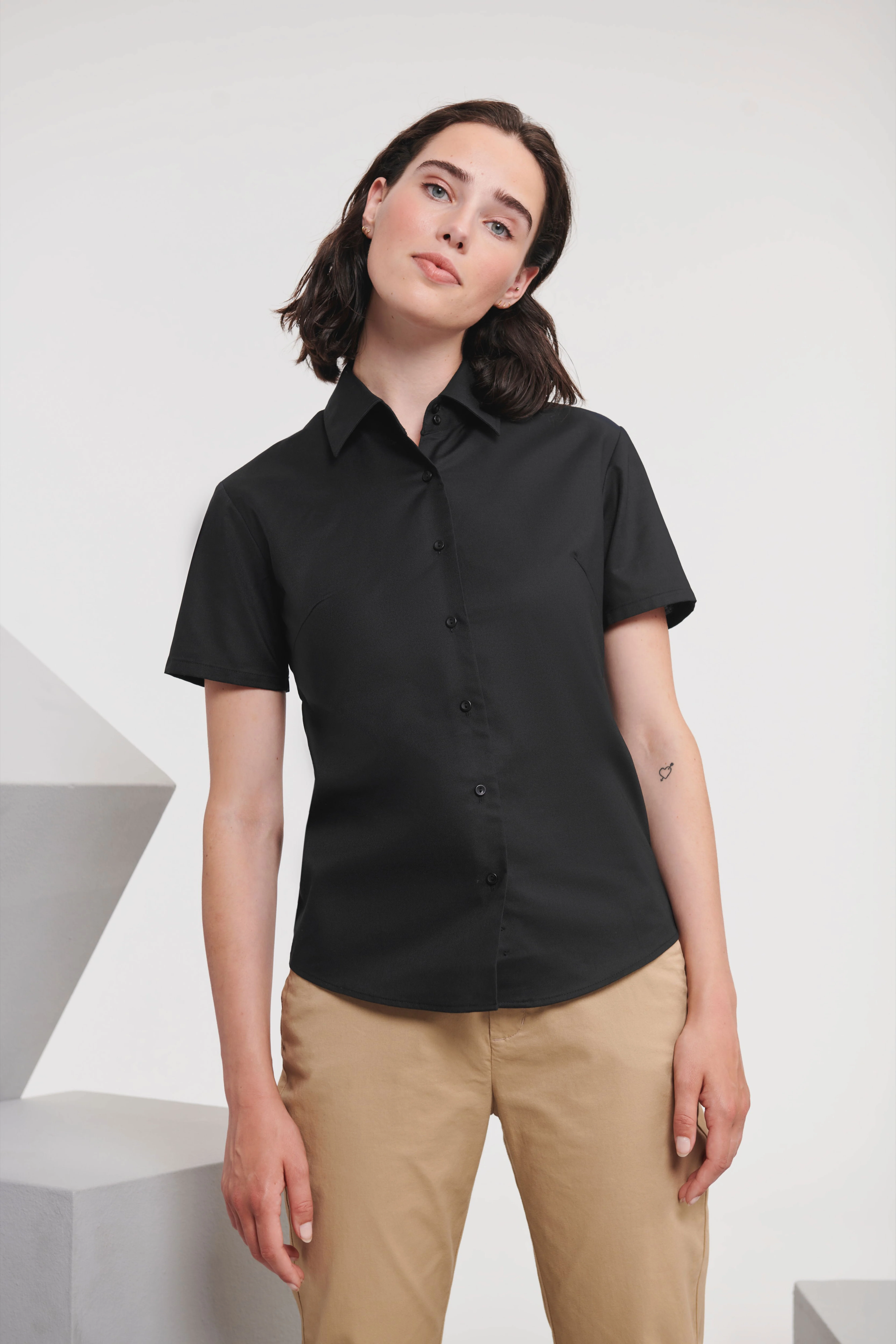 Women's short sleeve Oxford shirt