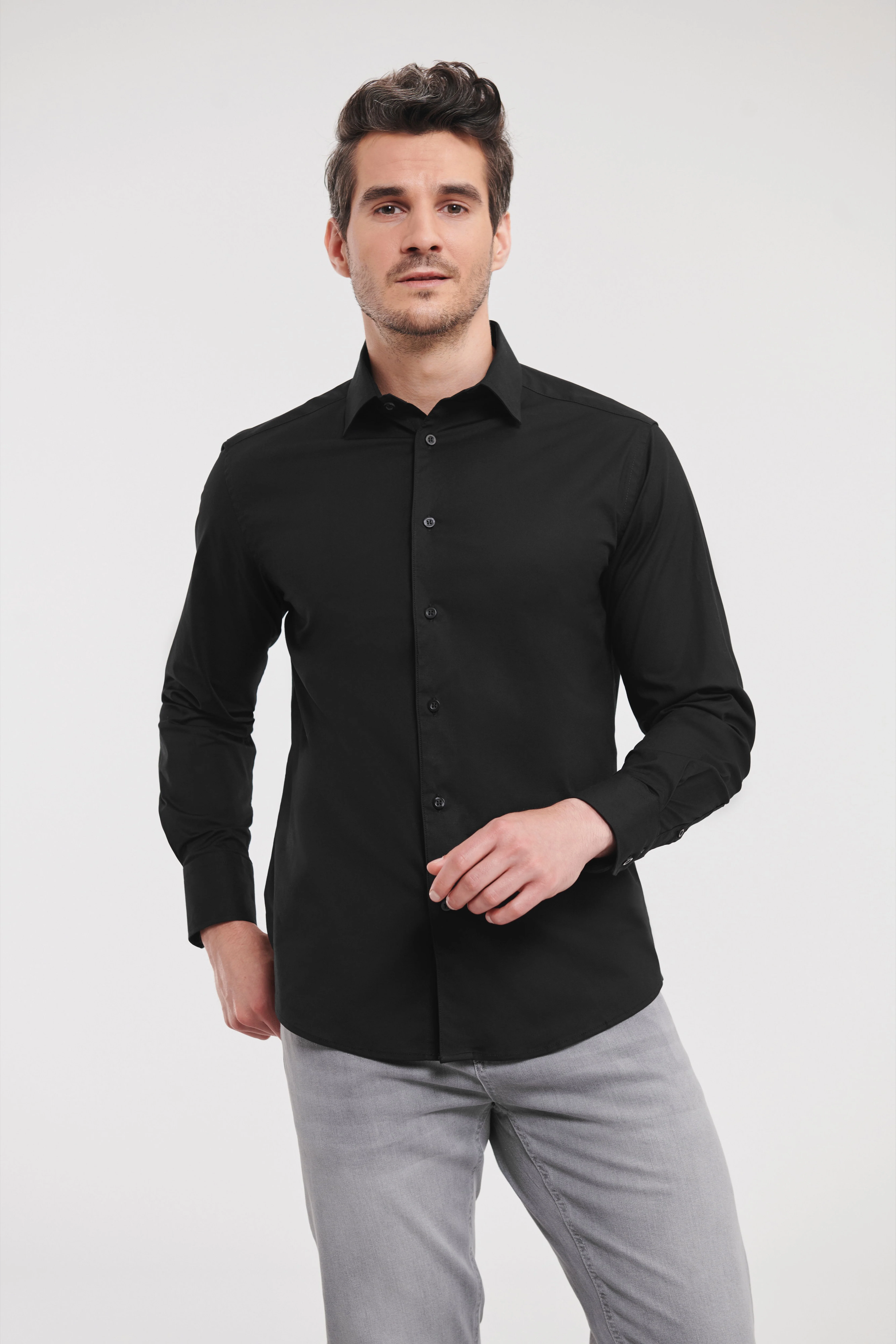 Long sleeve easycare fitted shirt