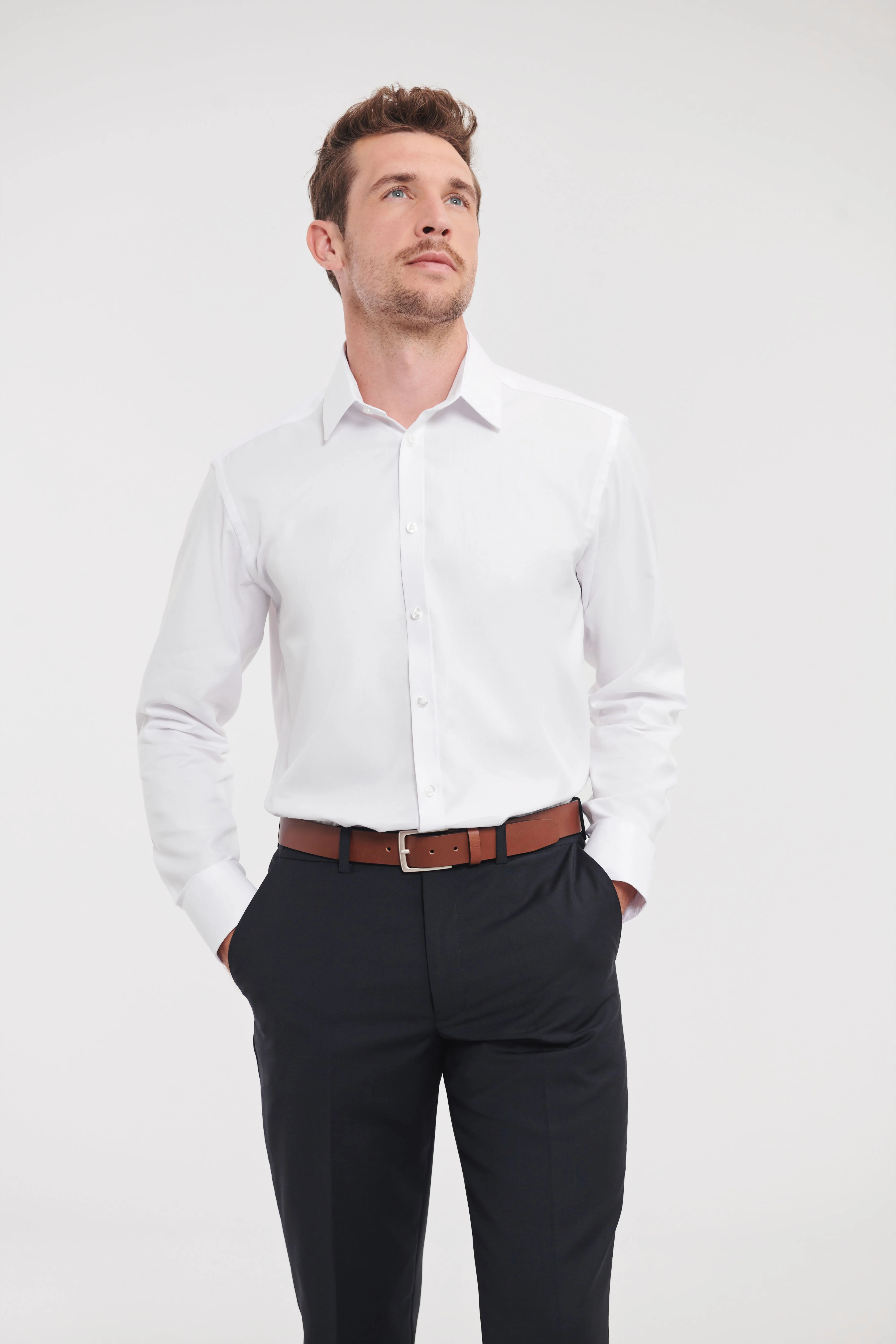 Long sleeve herringbone shirt