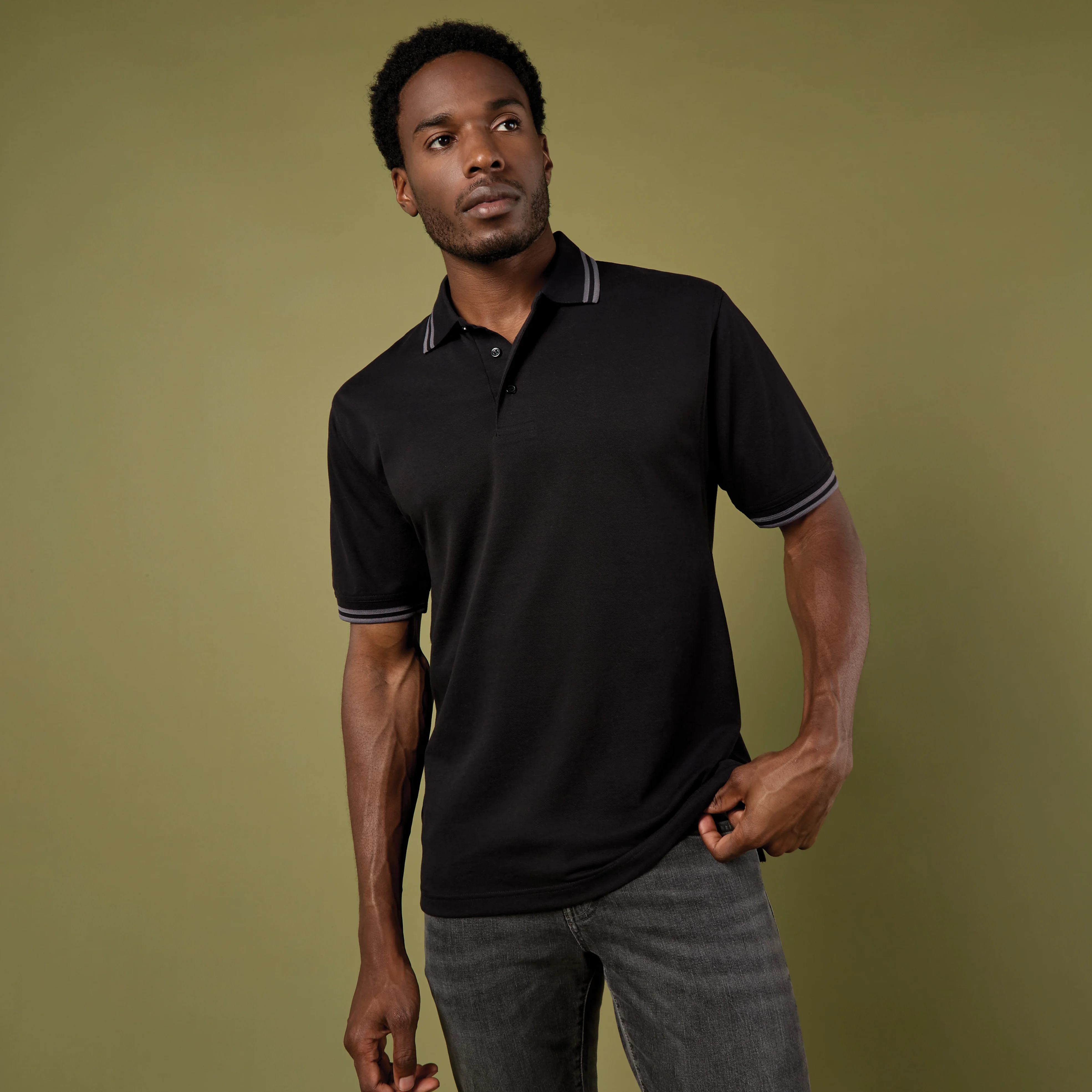 Kustom Kit Classic Fit Tipped Collar Polo