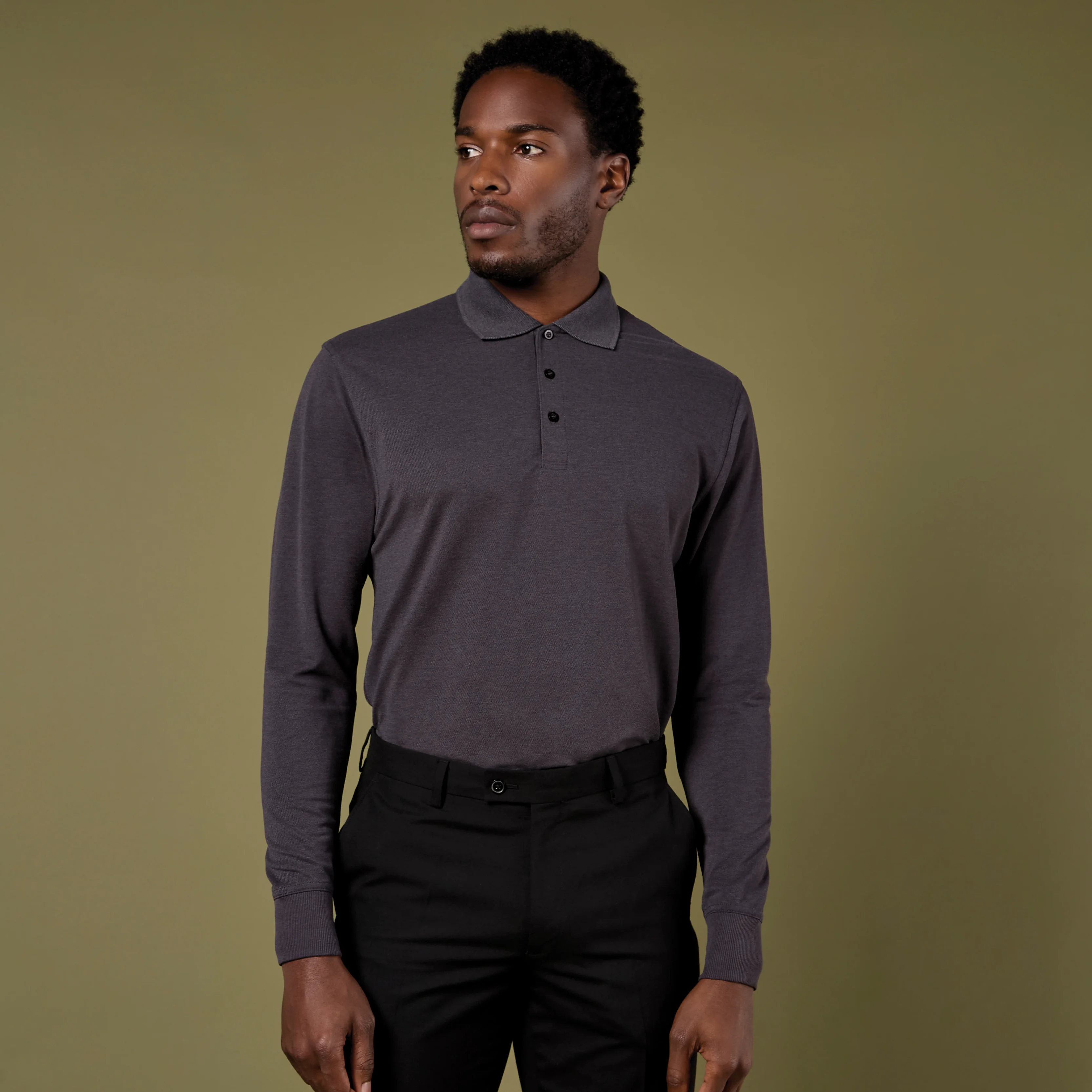 Piqué polo long-sleeved (classic fit)