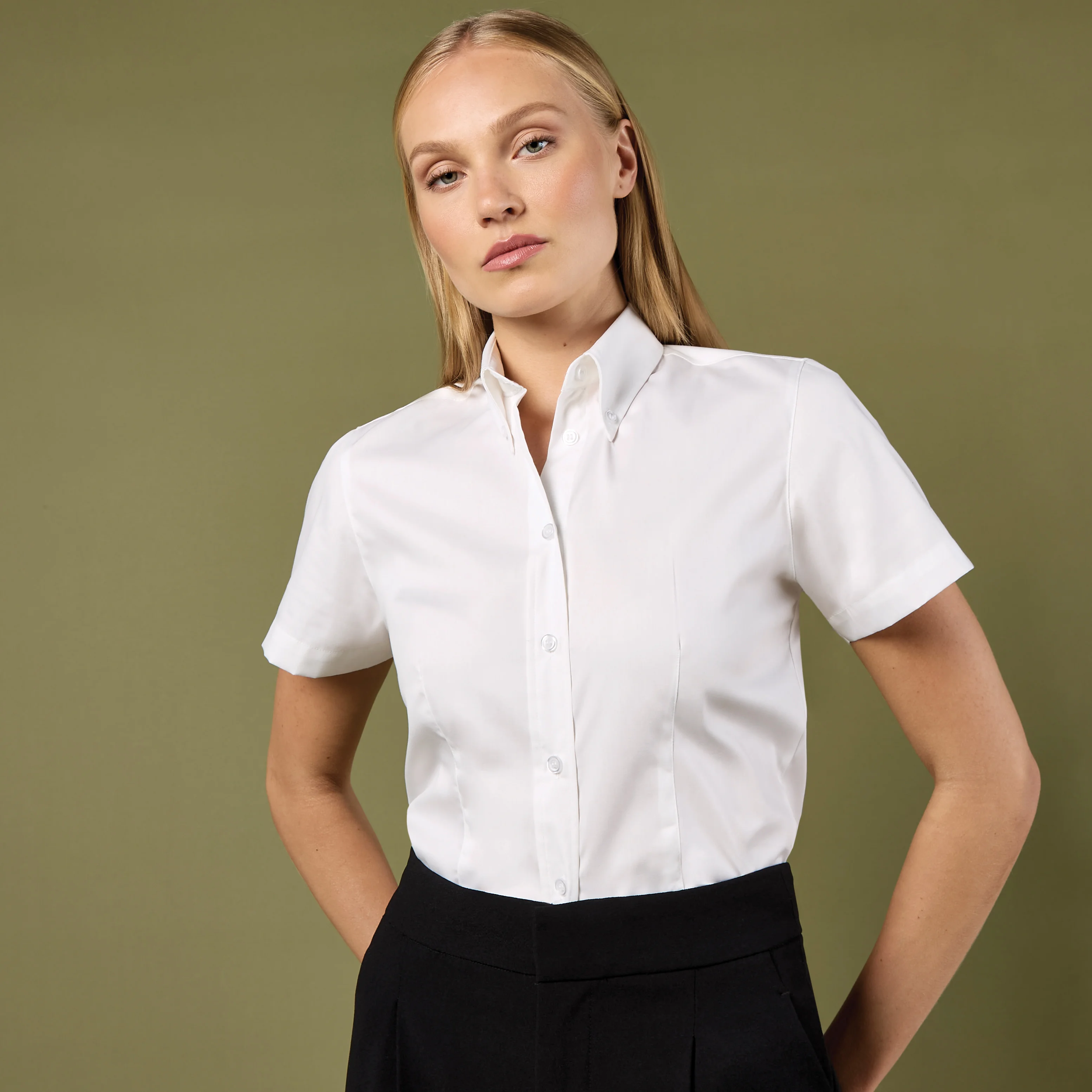 Kustom Kit Women`s Tailored Fit Premium Oxford Shirt SSL