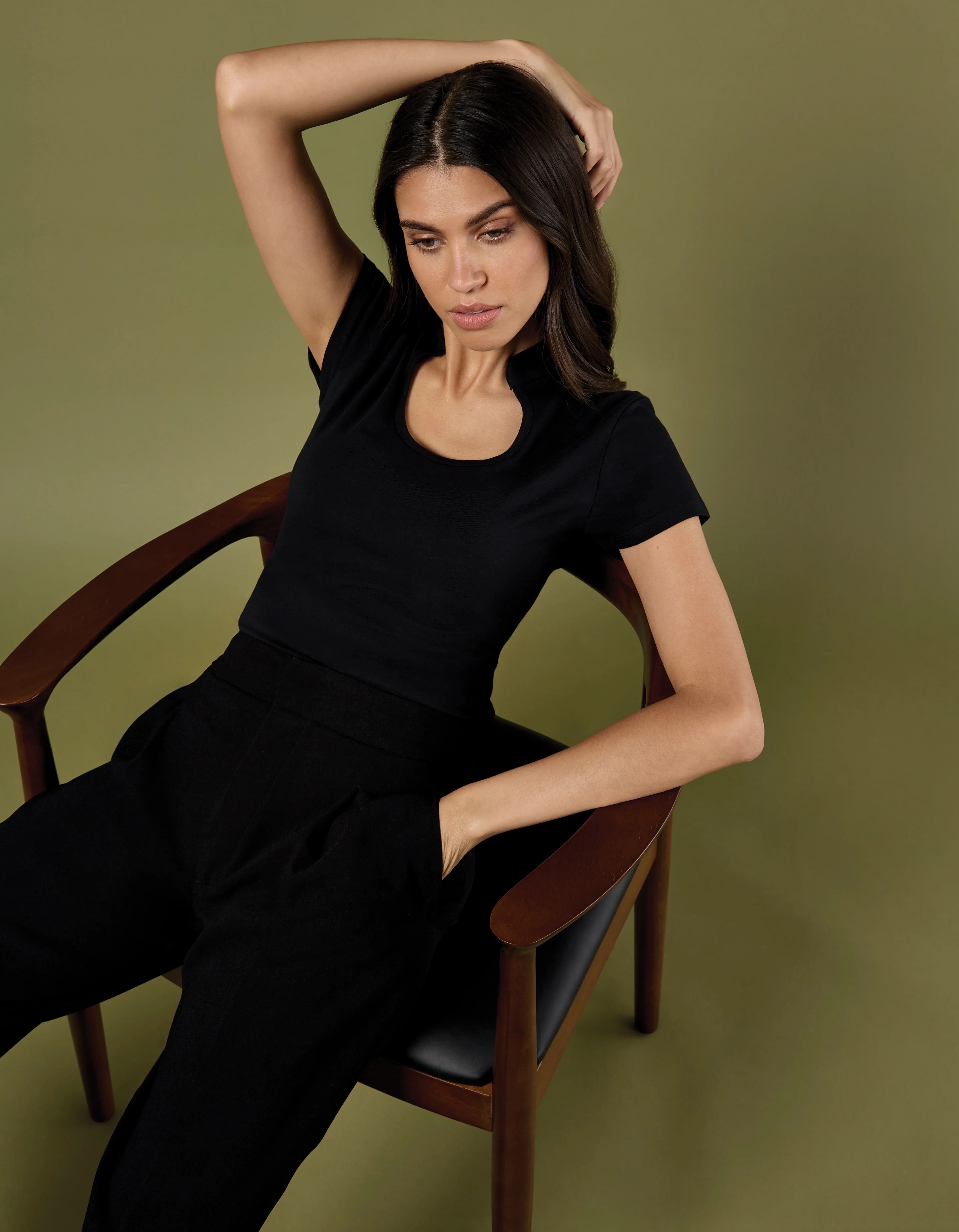 Kustom Kit Regular Fit Keyhole Neck Top