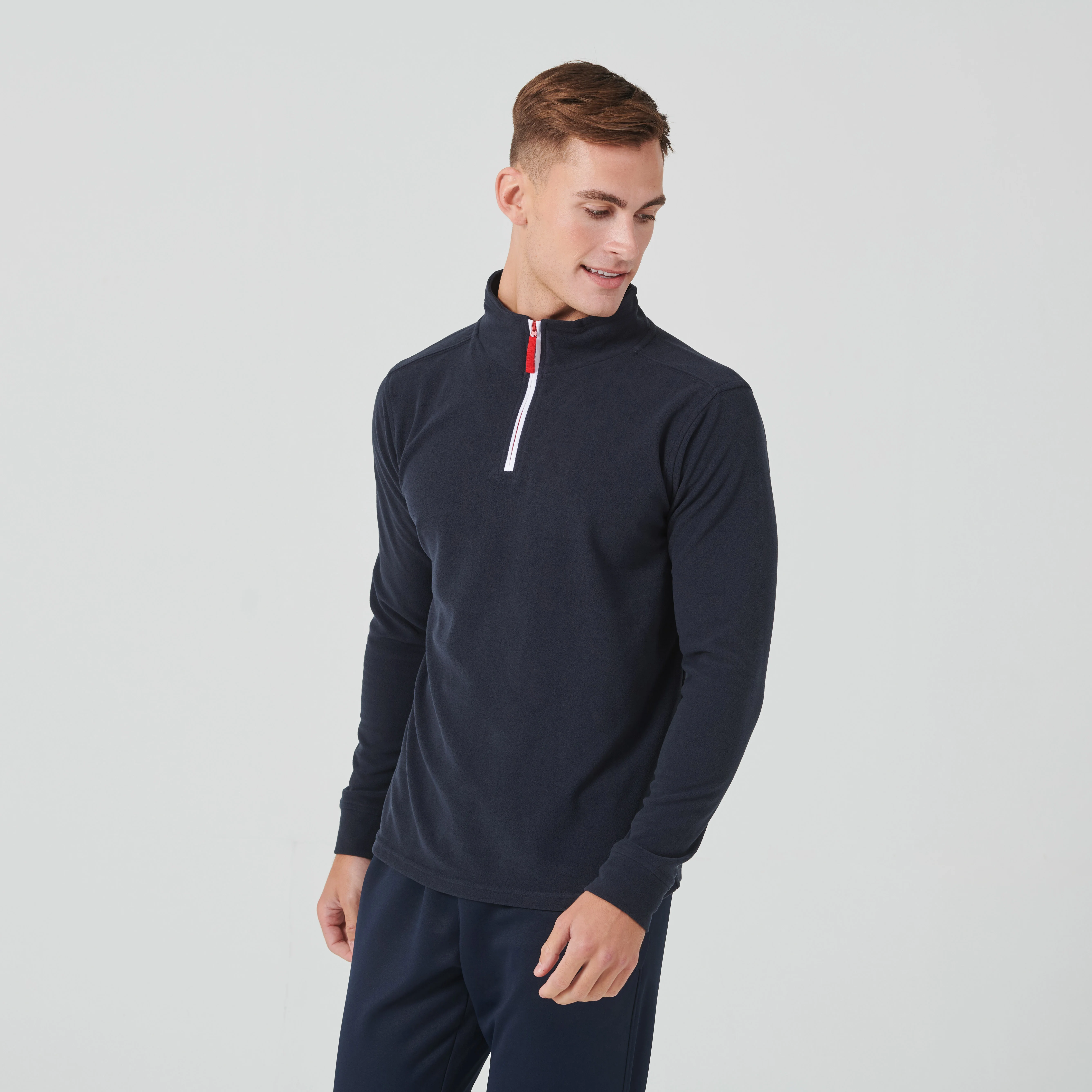 ¼ zip long sleeve fleece piped