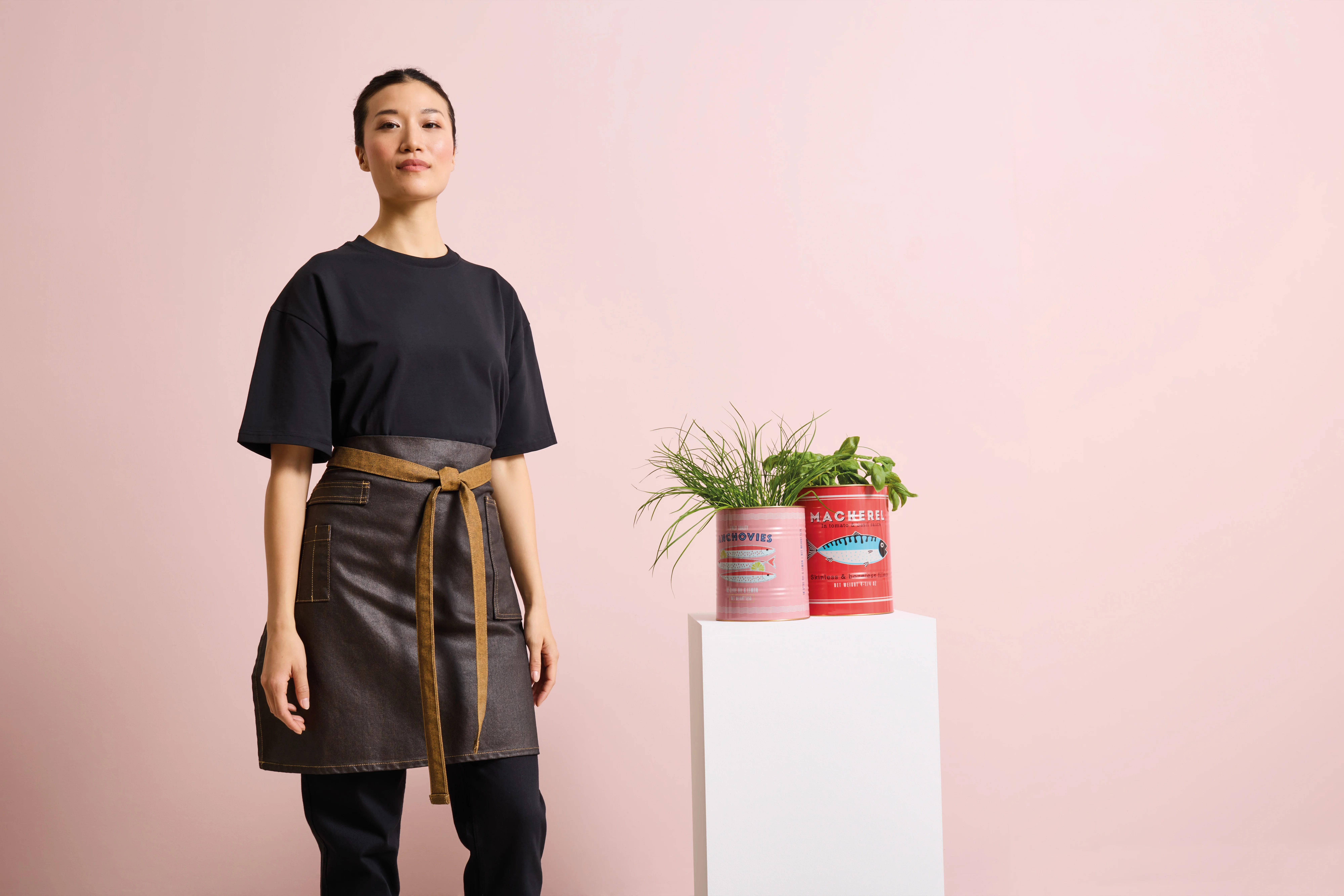 Premier Division - Waxed look denim waist apron