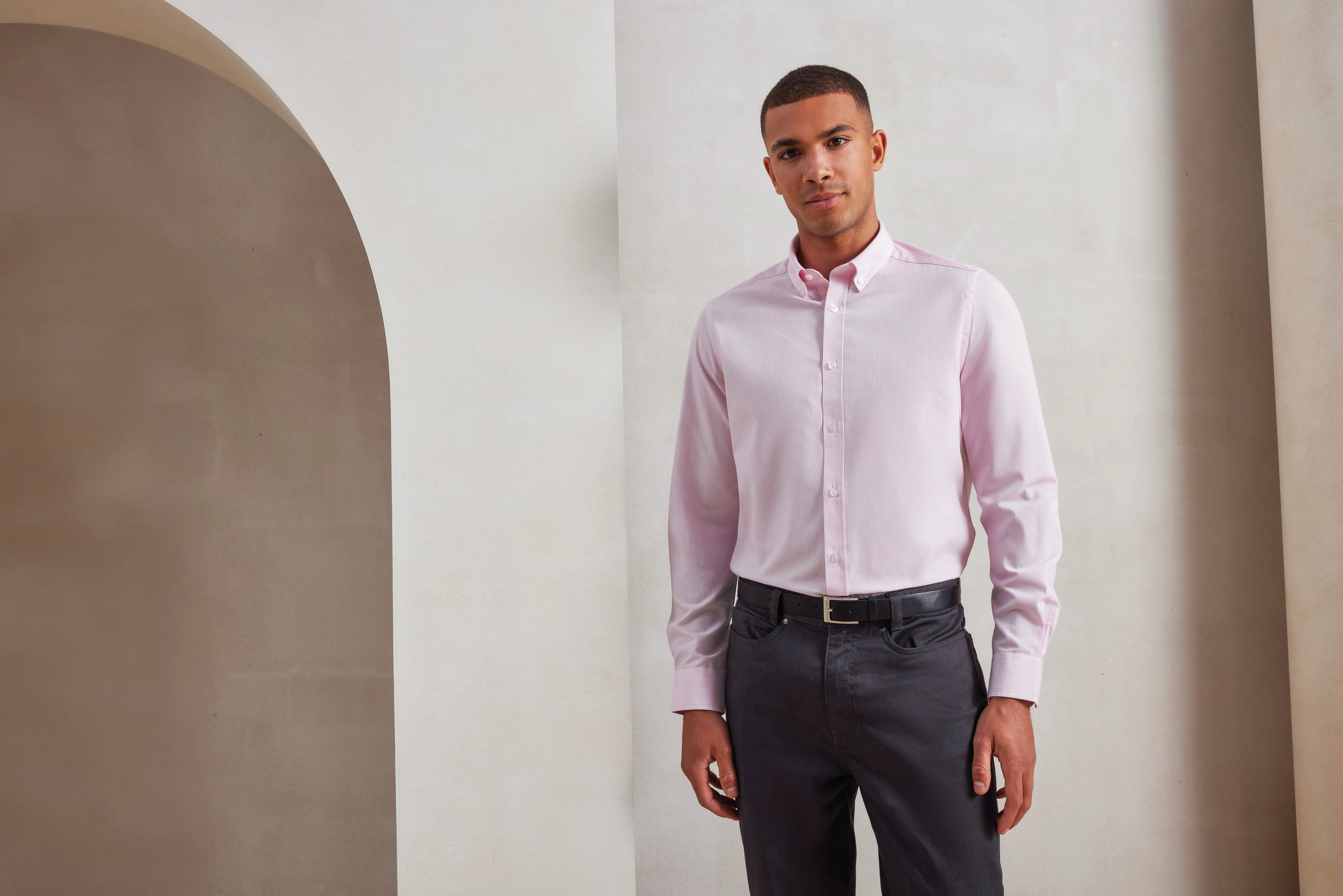 Cotton-rich Oxford stripes shirt