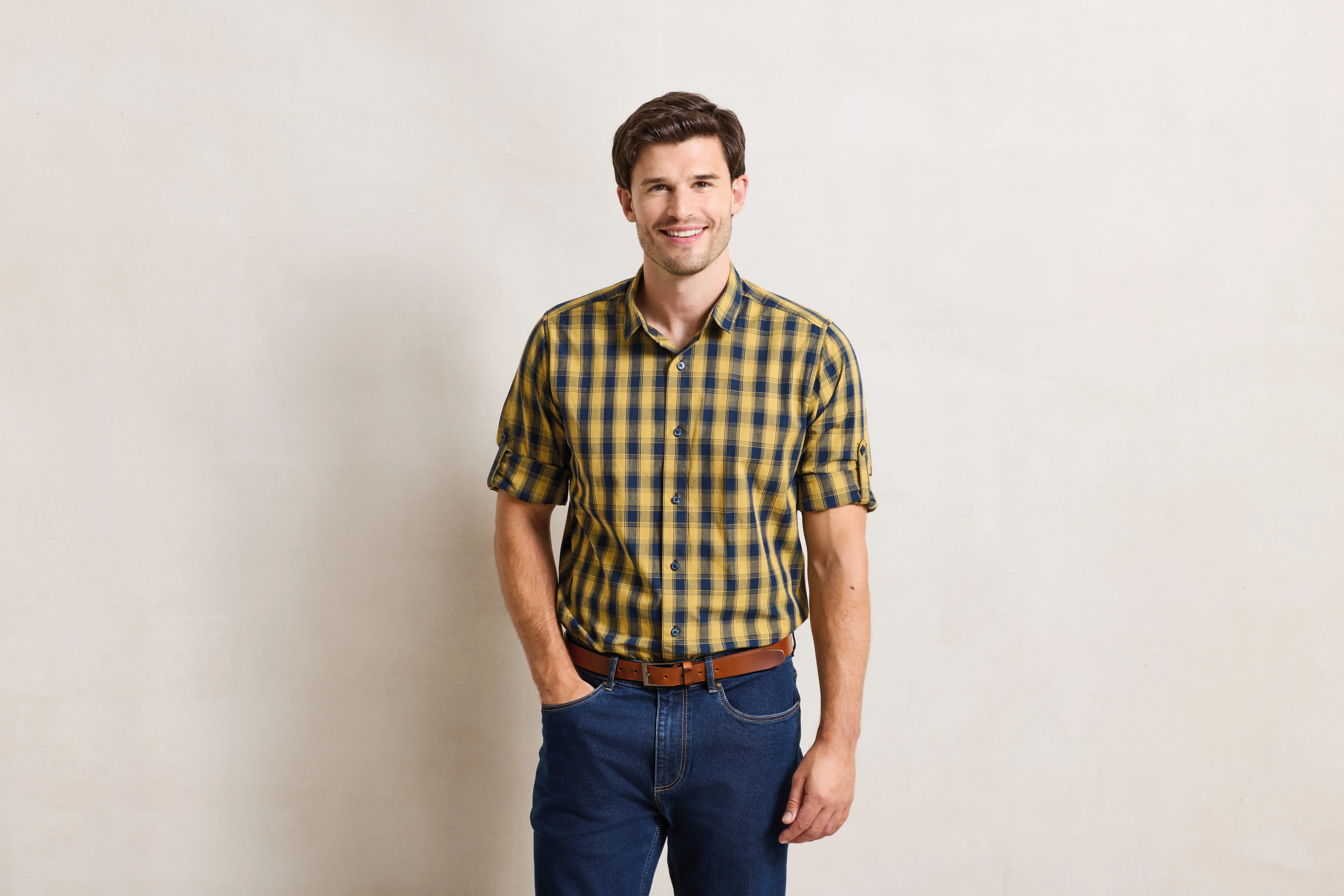 Mulligan check cotton long sleeve shirt