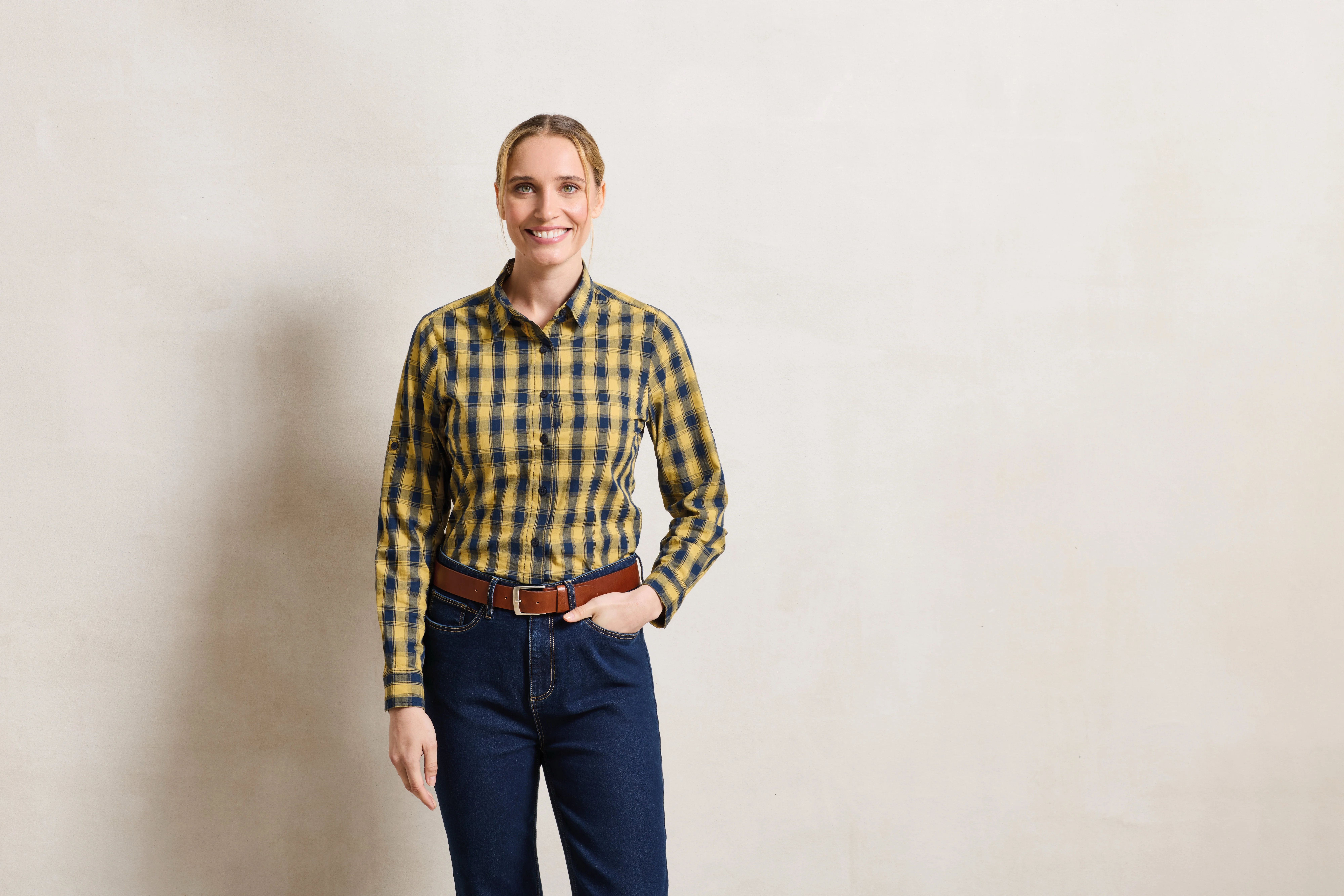 Women's Mulligan check cotton long sleeve shirt
