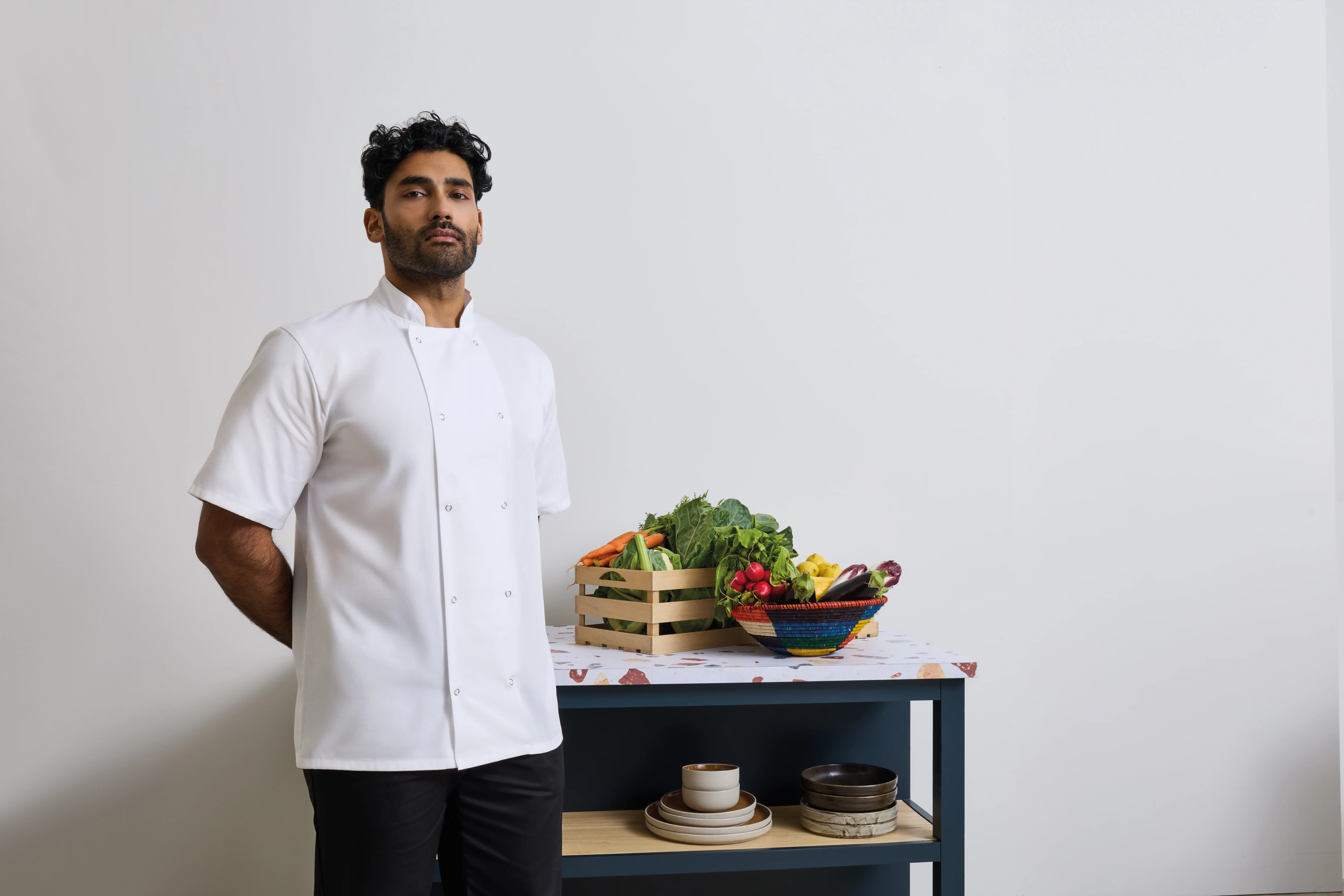 Premier Studded Front Short Sleeve Chef's Jacket